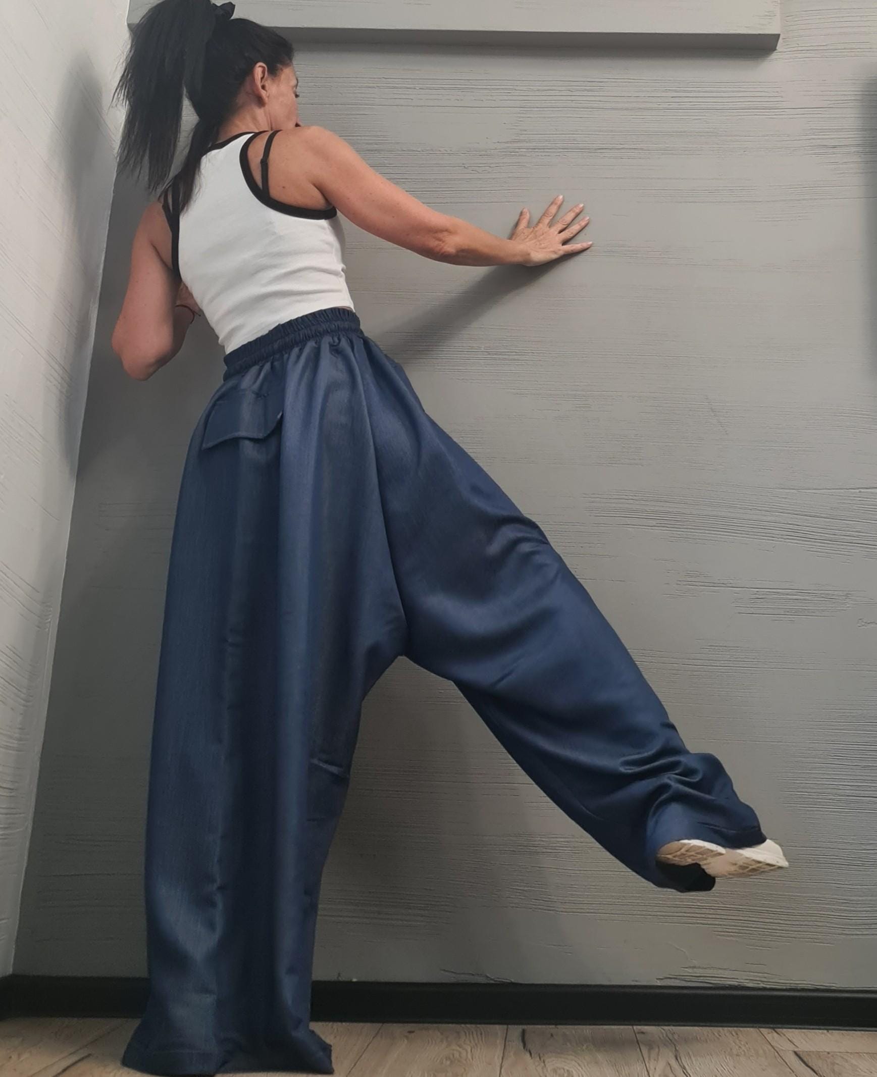 Asymmetric Denim Pants Women, Deconstructed Pants, Gothic Pants, Extravagant Pants, Avant Garde Pants, Wide-leg Pants, DRESSSHOESCODE