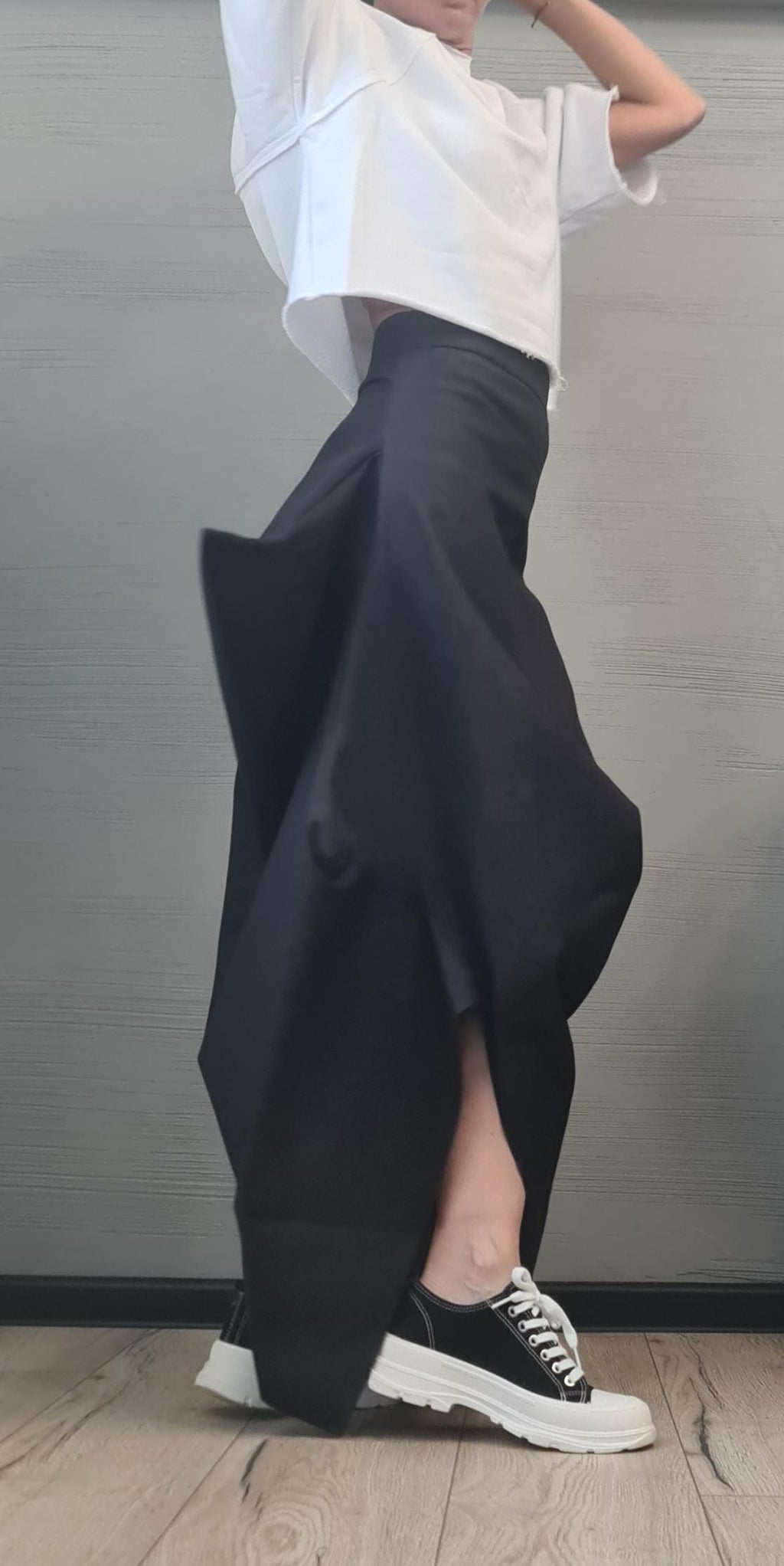 New collection Extravagant Long Skirt, Asymmetric Denim Skirt, Deconstructed Avant Garde Skirt DRESSSHOESCODE