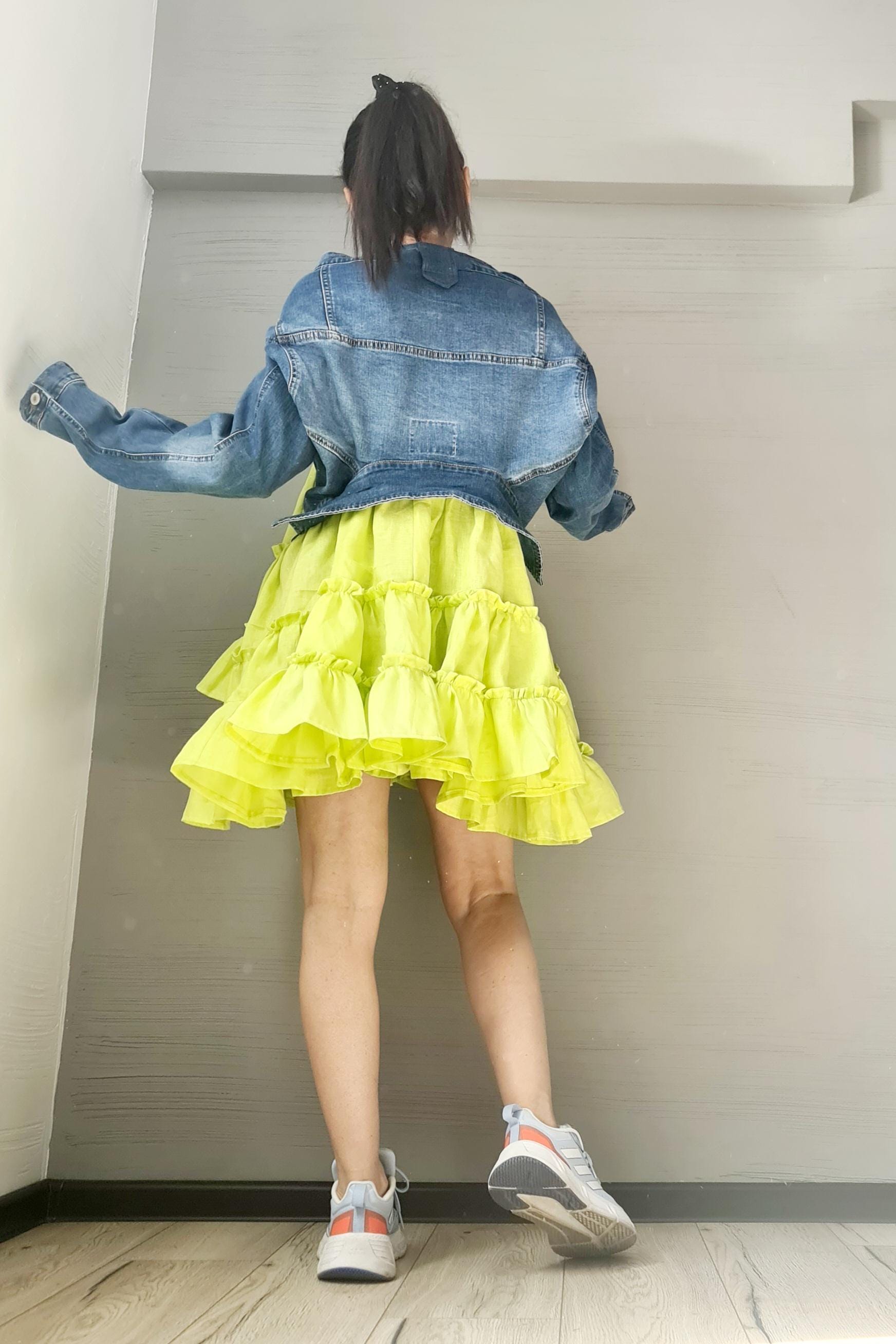 Denim Linen Dress, Asymmetric Dress, Oversize Dress, Off-shoulder, Extravagant Dress, Plus Size Dress, Avant-garde