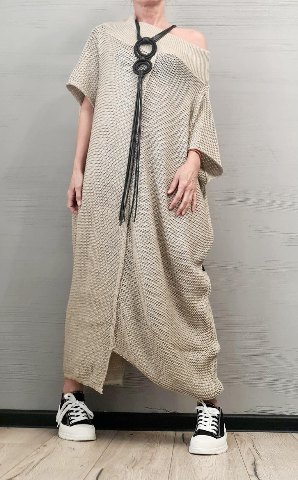 Knitted Sexy Asymmetric Long Top Blouse, Extravagant Top, Avant Garde Blouse, Sexy Top, Bare shoulder, DRESSSHOESCODE