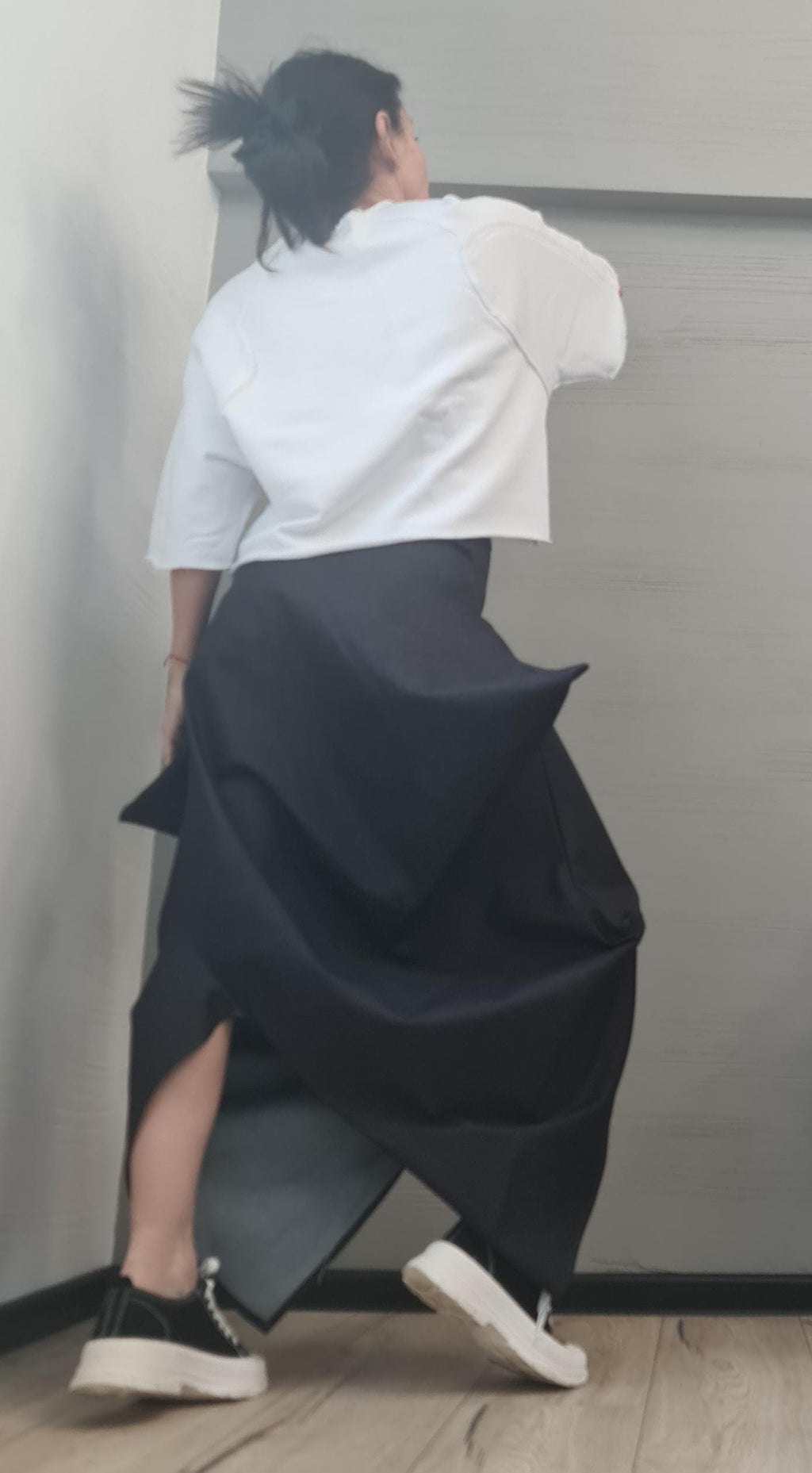New collection Extravagant Long Skirt, Asymmetric Denim Skirt, Deconstructed Avant Garde Skirt DRESSSHOESCODE