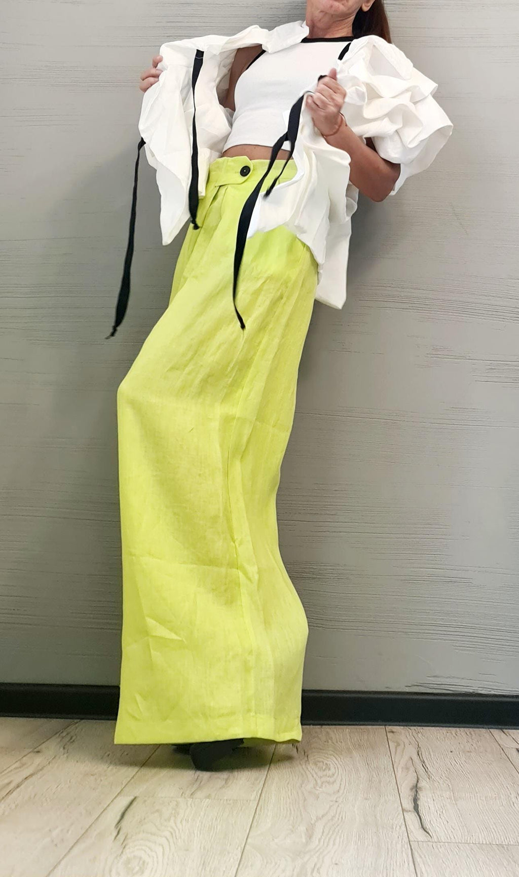 Linen Extravagant Jacket, Orange Linen Ruffle Jacket – Handmade Avant-Garde Short Coat