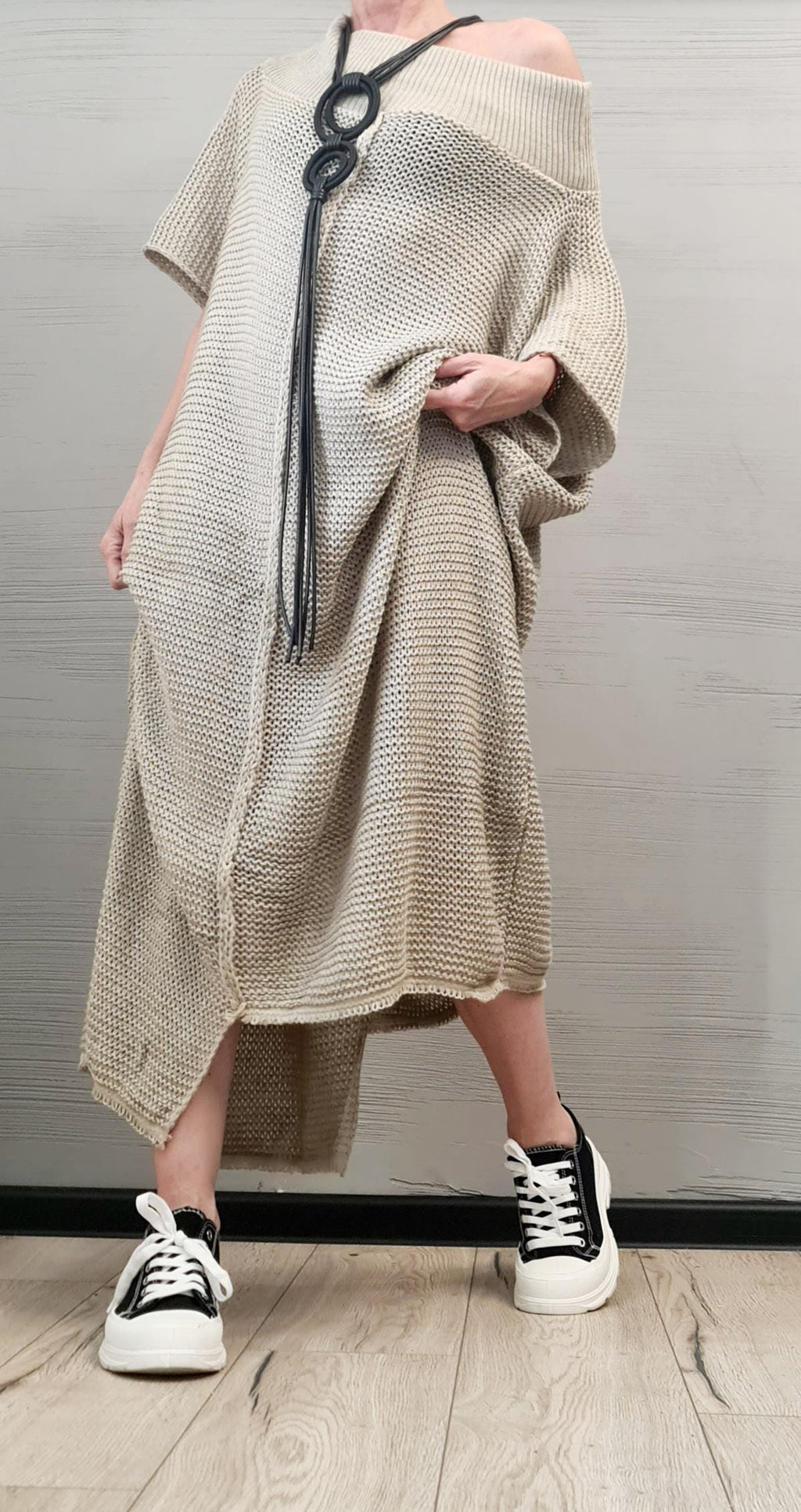 Knitted Sexy Asymmetric Long Top Blouse, Extravagant Top, Avant Garde Blouse, Sexy Top, Bare shoulder, DRESSSHOESCODE