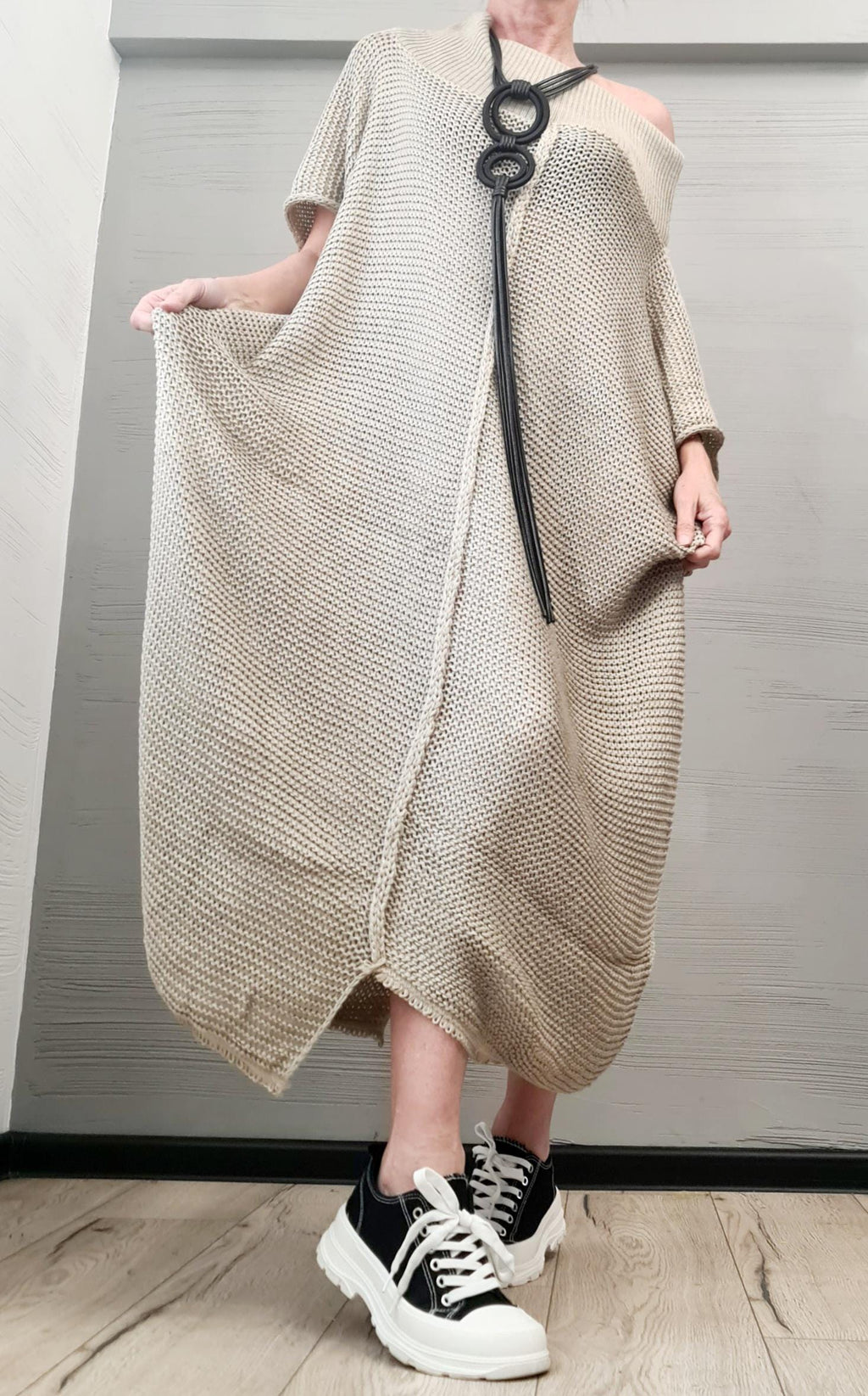 Knitted Sexy Asymmetric Long Top Blouse, Extravagant Top, Avant Garde Blouse, Sexy Top, Bare shoulder, DRESSSHOESCODE