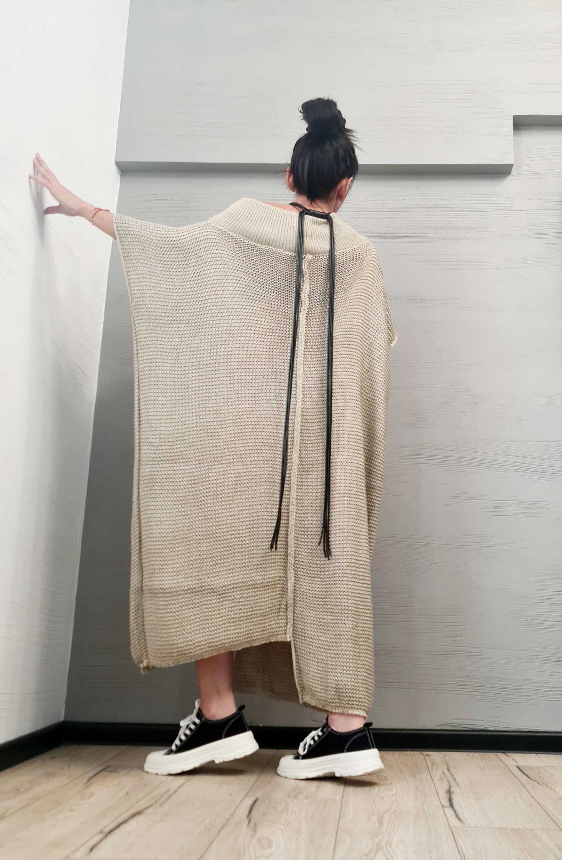 Knitted Sexy Asymmetric Long Top Blouse, Extravagant Top, Avant Garde Blouse, Sexy Top, Bare shoulder, DRESSSHOESCODE