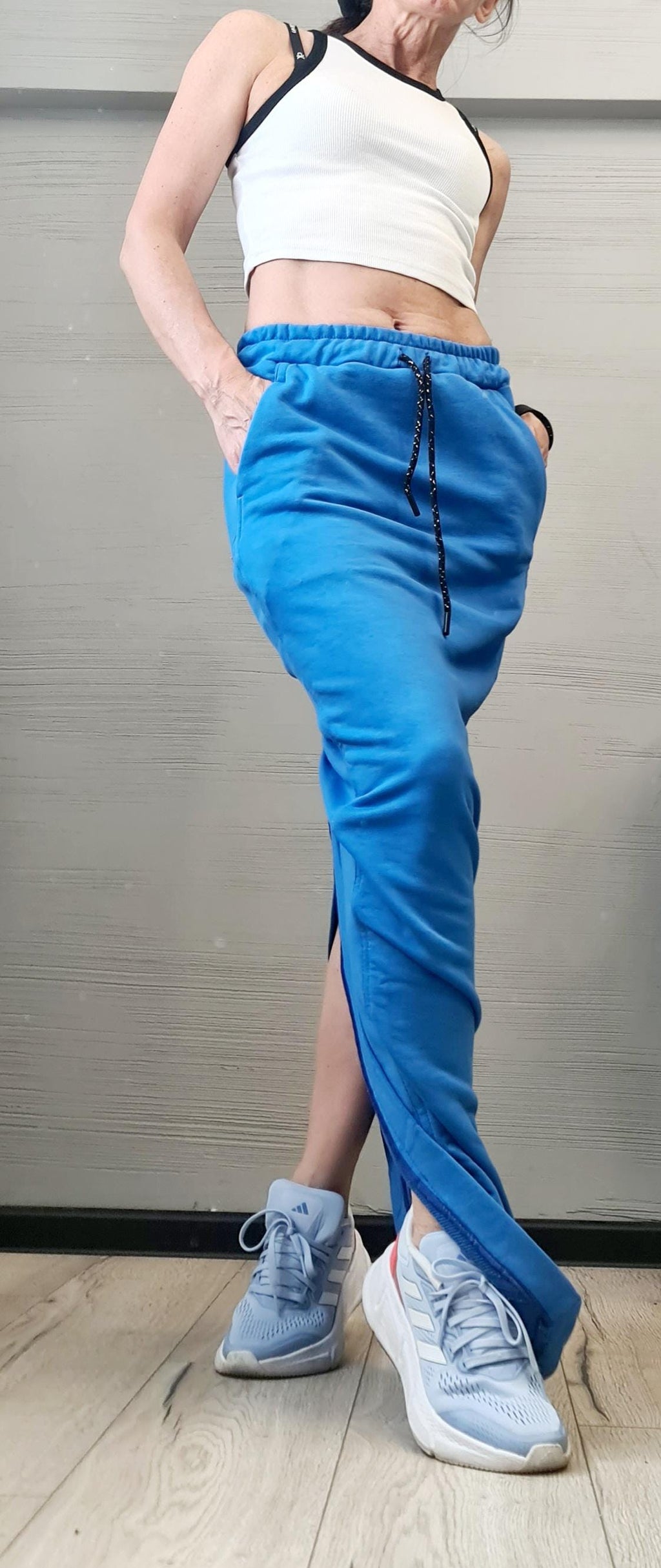 Extravagant Skirt, A Line Skirt, Women's Maxi Skirt with Pockets, Sporty Cotton Skirt,Skirt interesting back cut with overlap, Sexy Skirt