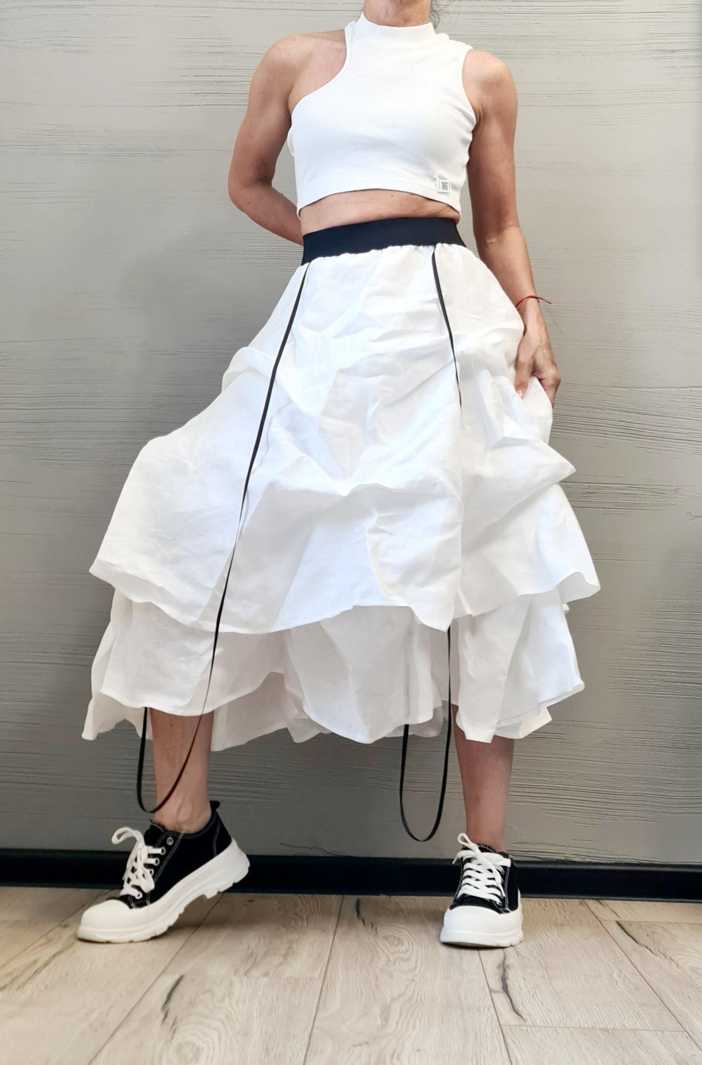 Circle Linen Skirt, Extravagant Skirt, Ball Cocktail Skirt, Gothic Skirt, Asymmetric Skirt, Steampunk Skirt, Wedding Skirt, High Waist Skirt