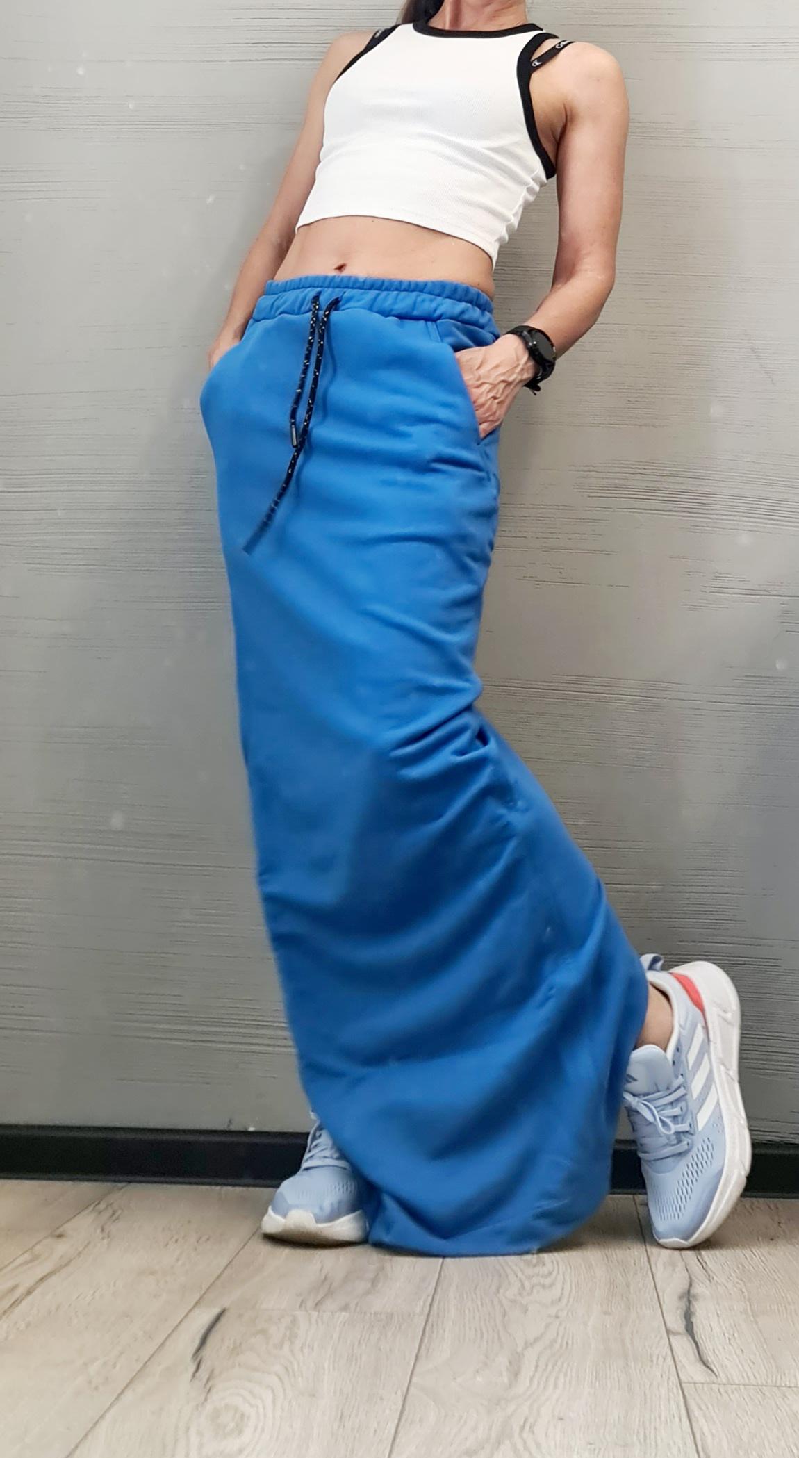 Extravagant Skirt, A Line Skirt, Women's Maxi Skirt with Pockets, Sporty Cotton Skirt,Skirt interesting back cut with overlap, Sexy Skirt