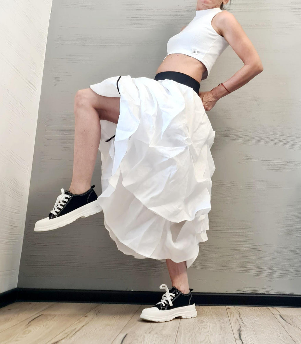 Circle Linen Skirt, Extravagant Skirt, Ball Cocktail Skirt, Gothic Skirt, Asymmetric Skirt, Steampunk Skirt, Wedding Skirt, High Waist Skirt