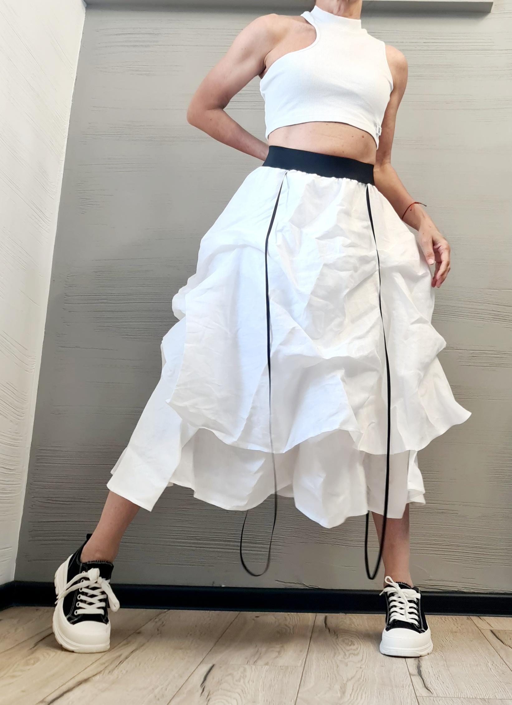 Circle Linen Skirt, Extravagant Skirt, Ball Cocktail Skirt, Gothic Skirt, Asymmetric Skirt, Steampunk Skirt, Wedding Skirt, High Waist Skirt