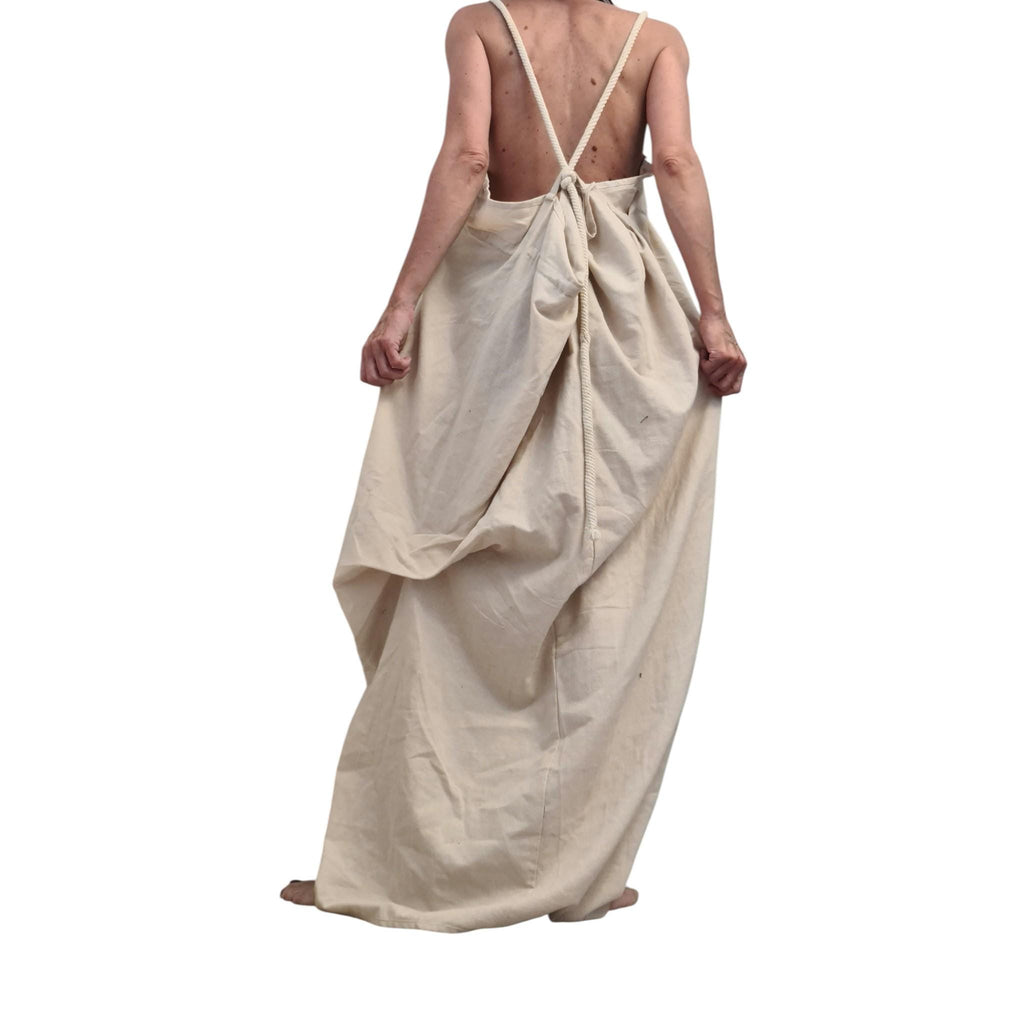 Linen Asymmetric Maxi Dress – Loose Plus Size Linen Dress – Avant-Garde Long Linen Dress – Minimalist Boho Outfit