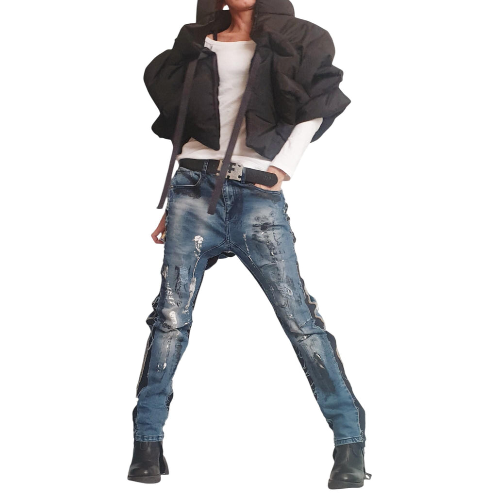 Extravagant Winter Jacket, Women Short Jacket, Asymmetric Black Jacket, Waterproof Jacket, Windproof Jacket, Puffer Jacket, Quilted Jacket