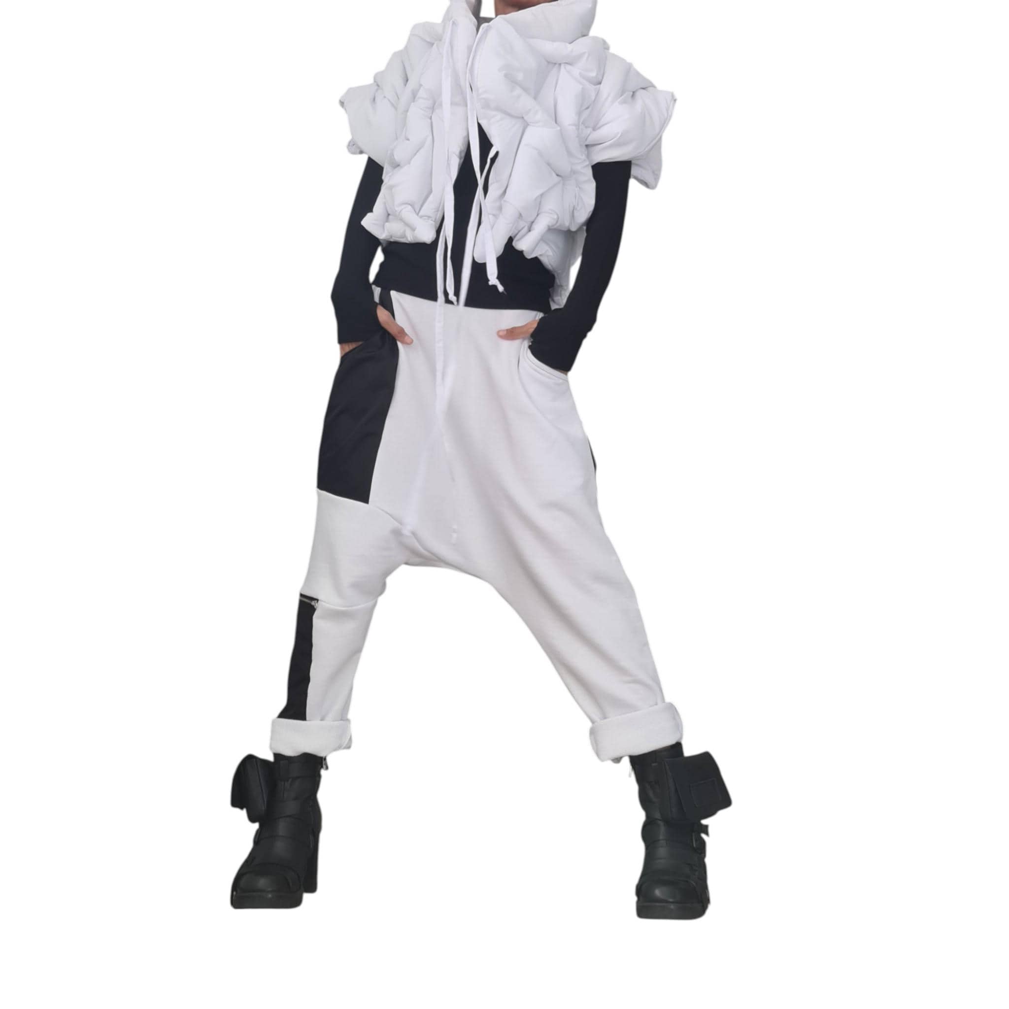 Extravagant Winter Jacket, Women Short Jacket, Asymmetric Jacket, Waterproof Windproof Jacket, Puffer Jacket, White short sleeve jacket