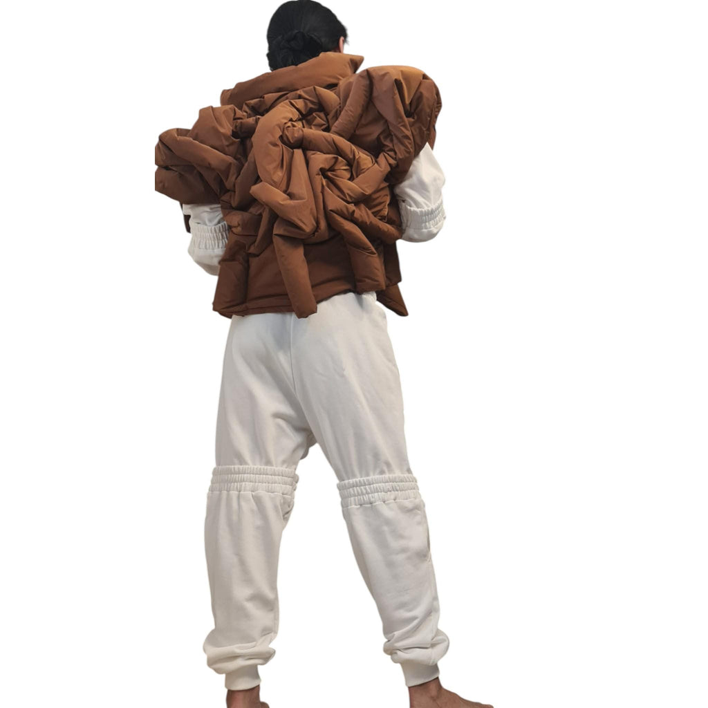 Extravagant Winter Jacket, Women Short Jacket, Asymmetric Jacket, Waterproof Windproof Jacket, Puffer Jacket, White short sleeve jacket