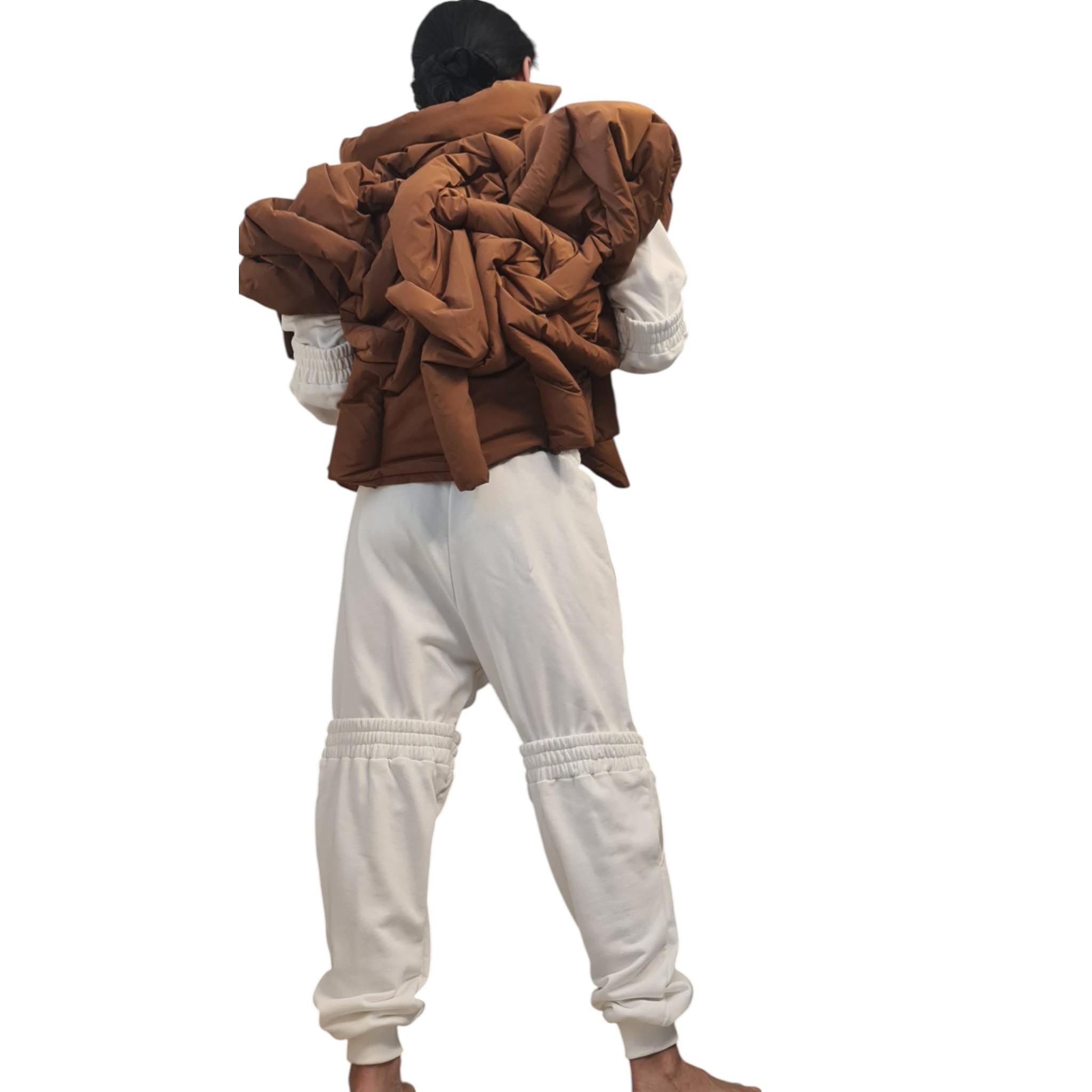 Extravagant Winter Jacket, Women Short Jacket, Asymmetric Jacket, Waterproof Windproof Jacket, Puffer Jacket, White short sleeve jacket