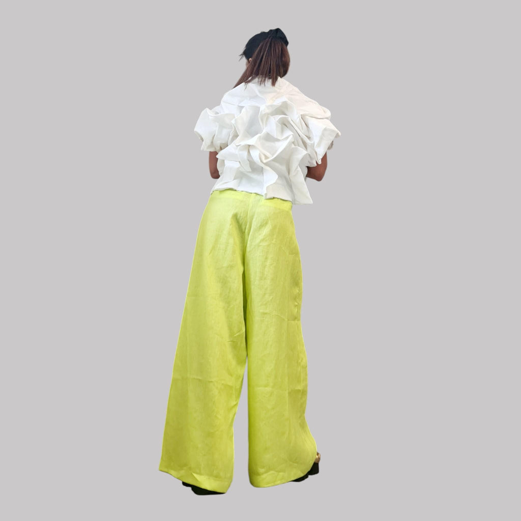 White Linen Avant Garde Jacket, Artistic Ruffle Wrap Jacket, Loose Fit Linen Blazer, Summer Statement Coat, Handmade Natural Fiber Outerwear