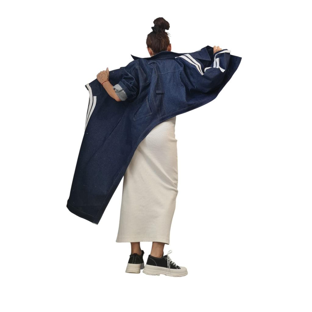 Asymmetrical Denim Jacket, Avant Garde Long Jacket, Deconstructed Denim Coat, Artistic Statement Outerwear, Handmade Oversized Jacket