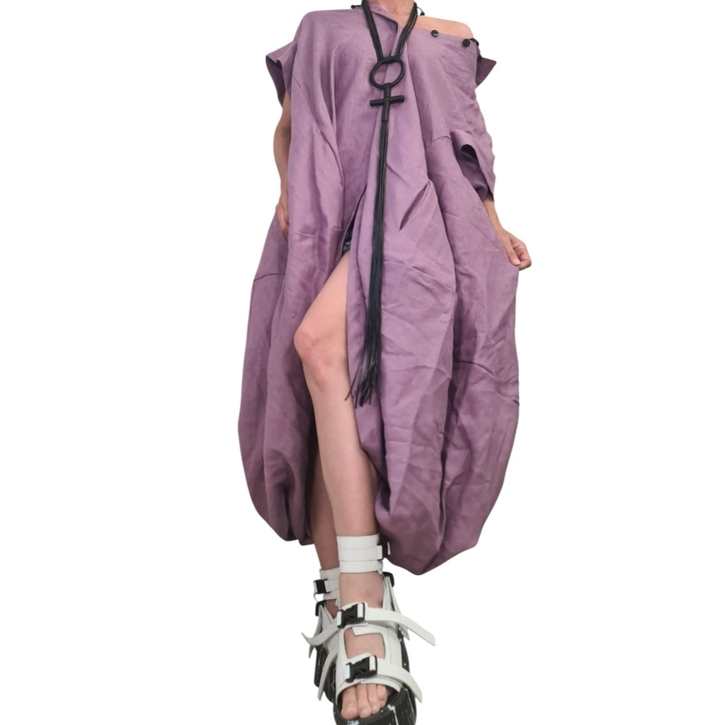 Oversized Linen Tunic Dress, Avant Garde Red Kaftan, Asymmetrical Balloon Shirt, Plus Size Artistic Clothing