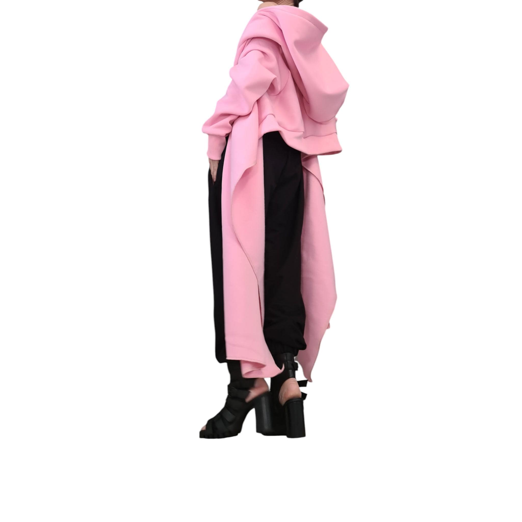 Blush Pink Oversized Hoodie – Avant-Garde Minimalist Sweatshirt | Handmade Genderless Streetwear Pullover