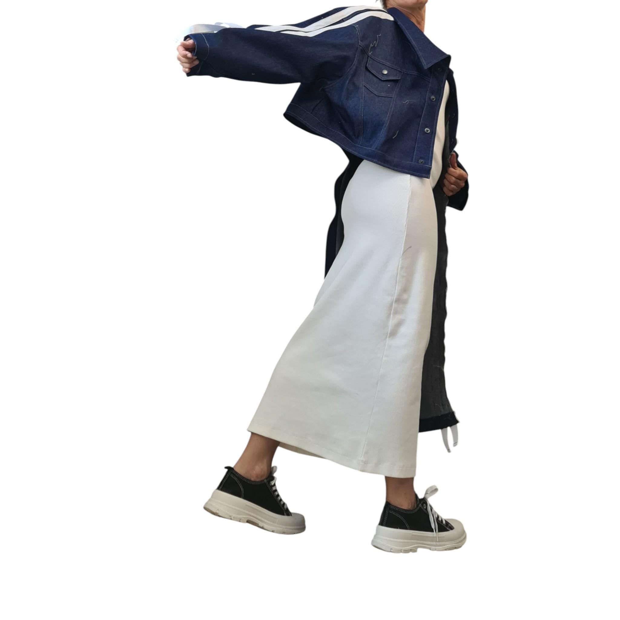 Asymmetrical Denim Jacket, Avant Garde Long Jacket, Deconstructed Denim Coat, Artistic Statement Outerwear, Handmade Oversized Jacket