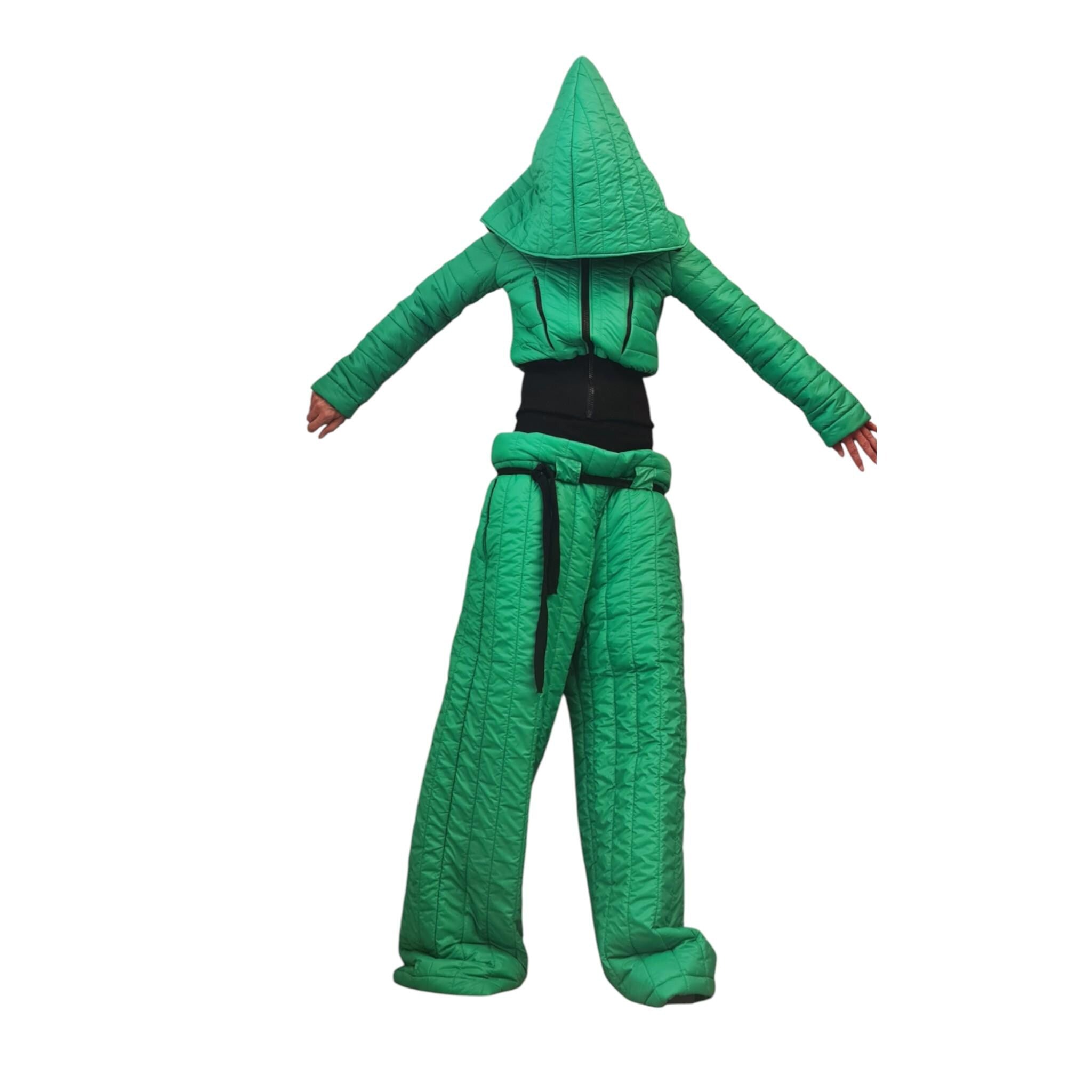 Avant Garde Winter Set, Quilted Jacket and Wide Pants, Padded Warm Suit, Extravagant Winter Outfit, Futuristic Streetwear