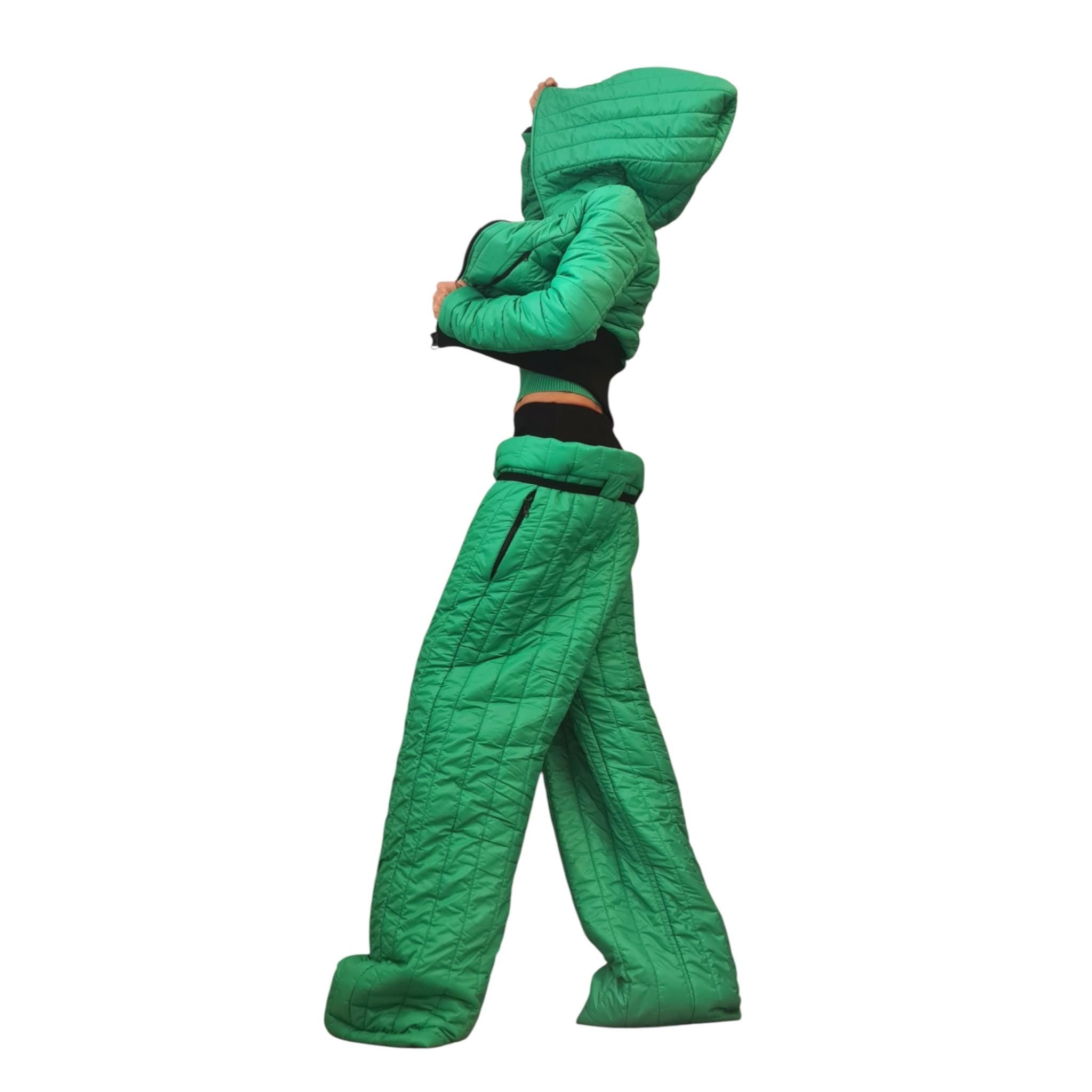 Avant Garde Winter Set, Quilted Jacket and Wide Pants, Padded Warm Suit, Extravagant Winter Outfit, Futuristic Streetwear