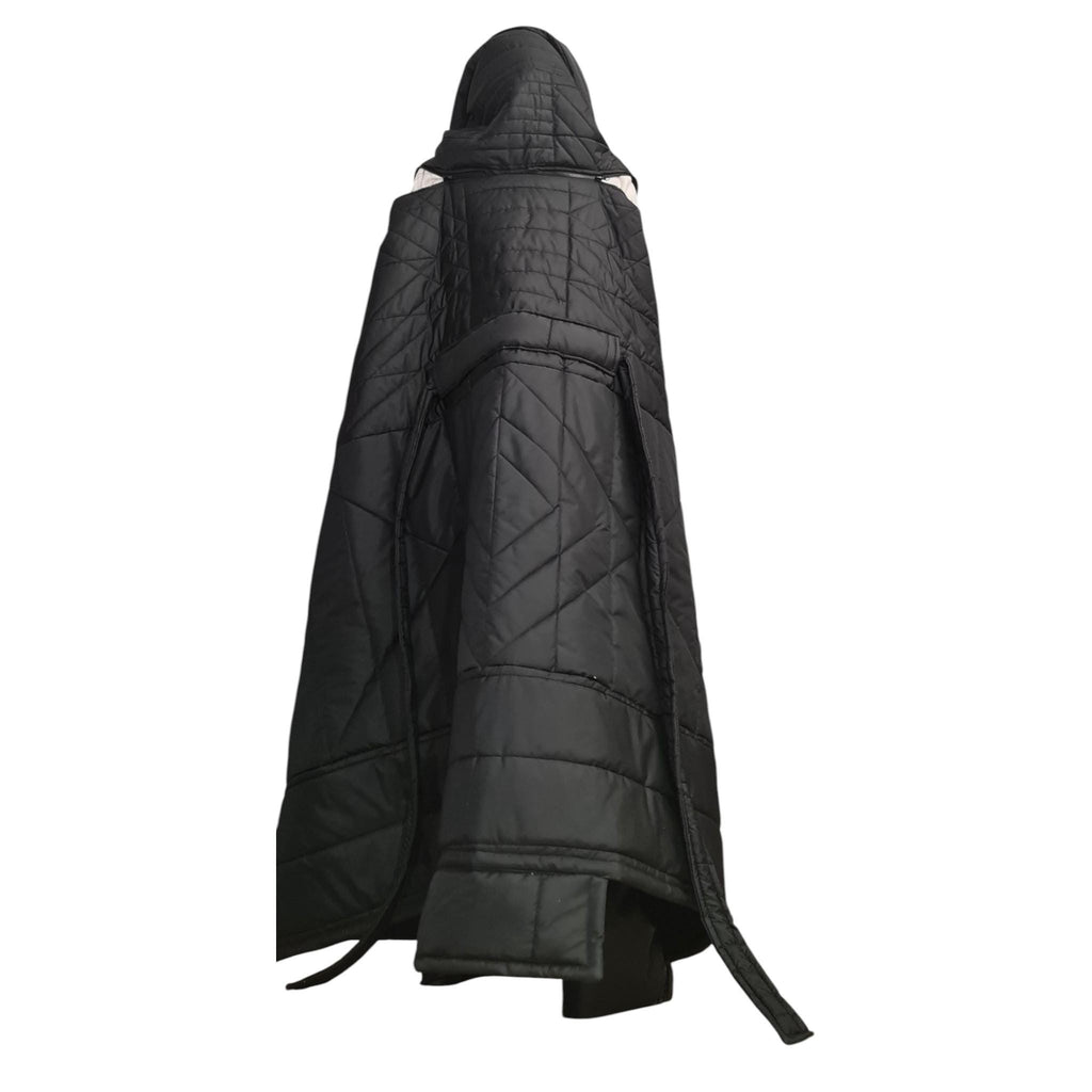 Extravagant Long Quilted Vest with Oversized Hood, Avant Garde Black Winter Gilet, Warm Layered Outerwear, Designer Statement Piece