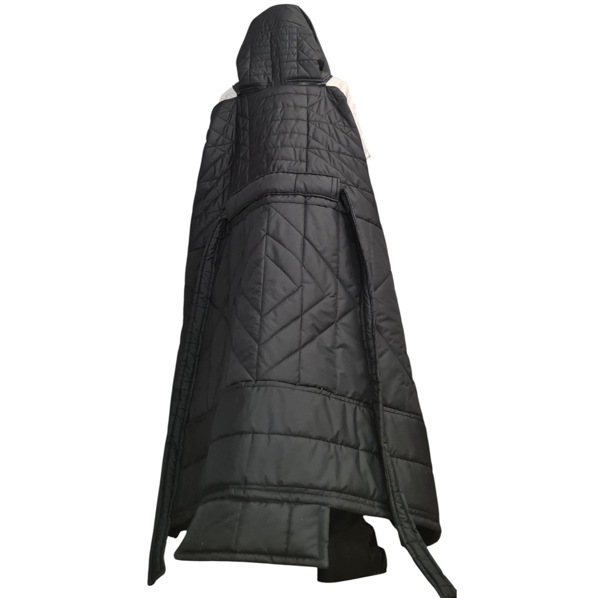 Extravagant Long Quilted Vest with Oversized Hood, Avant Garde Black Winter Gilet, Warm Layered Outerwear, Designer Statement Piece