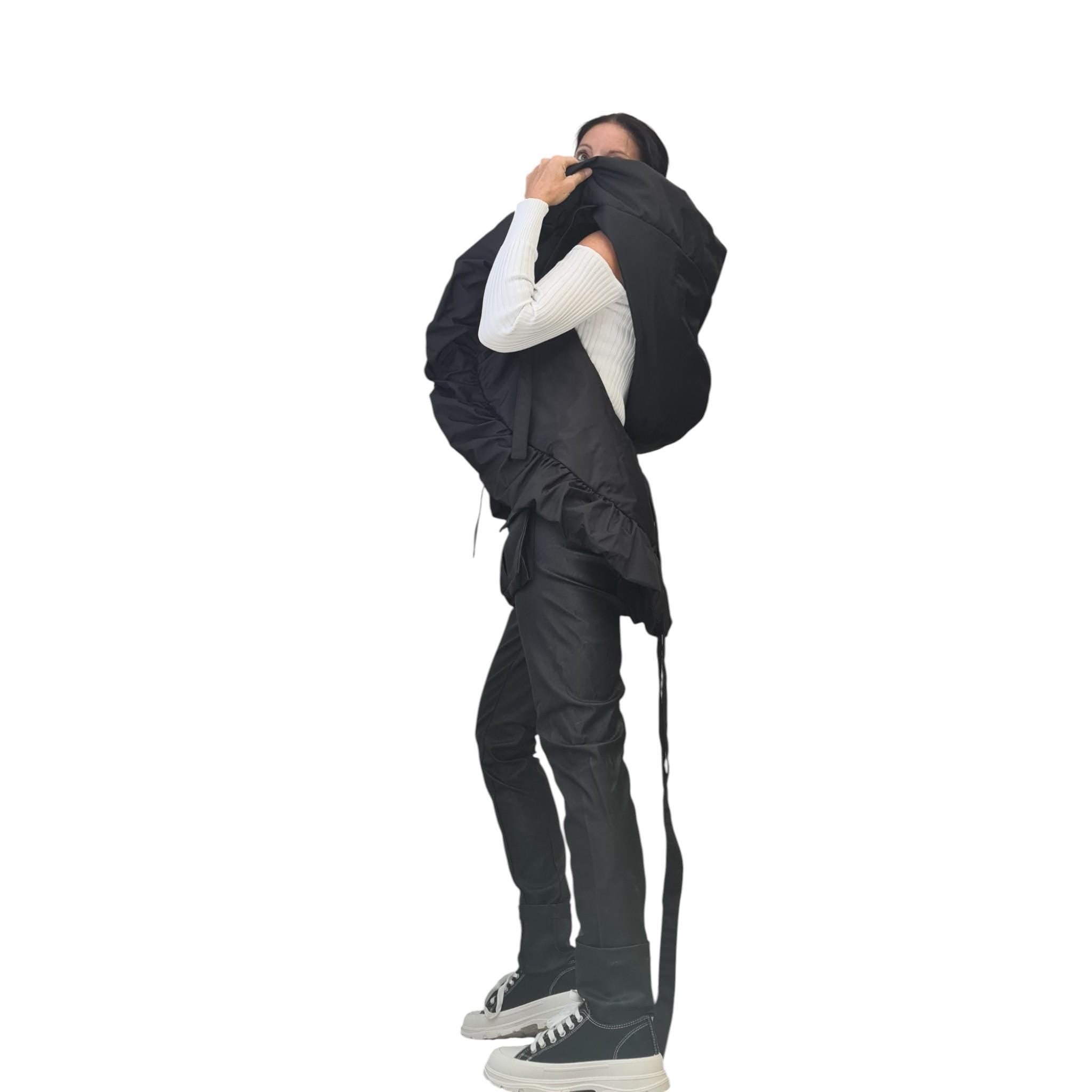 Extravagant Orange Vest, Avant Garde Oversized Puffer Gilet, Handmade Statement Women’s Sleeveless Jacket, Bold Winter Fashion, Big Hood