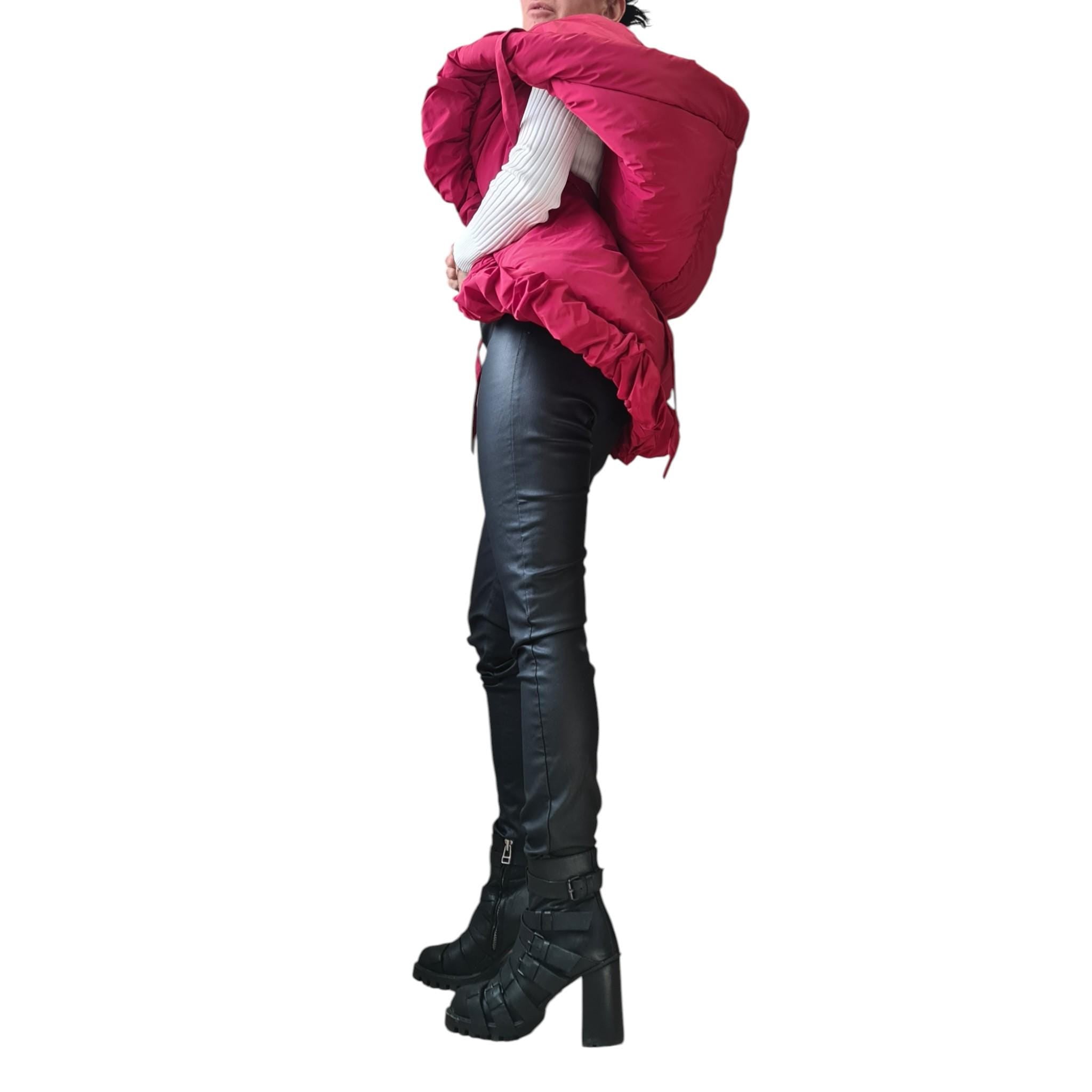 Green Avant Garde Vest, Oversized Sleeveless Puffer Gilet, Handmade Artistic Women’s Jacket, Unique Extravagant Outerwear, Winter Fashion