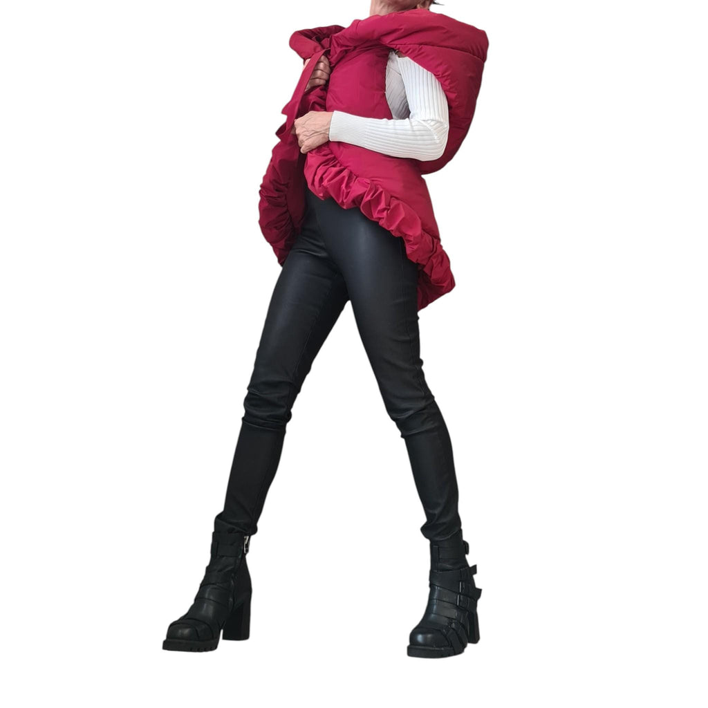 Fuchsia Avant Garde Vest, Oversized Sleeveless Puffer Gilet, Handmade Artistic Women’s Jacket, Bold Pink Outerwear, Unique Winter Fashion