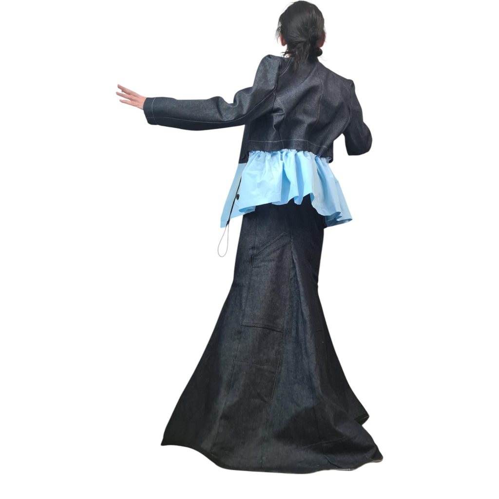 Extravagant Women Costume, Asymmetric Avant Garde Blazer, Extravagant Long Short Skirt, Deconstructed Futuristic Clothing