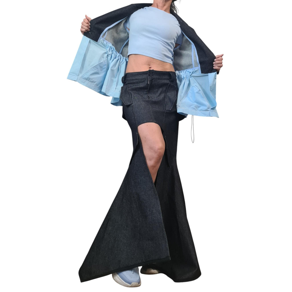 Extravagant Women Costume, Asymmetric Avant Garde Blazer, Extravagant Long Short Skirt, Deconstructed Futuristic Clothing