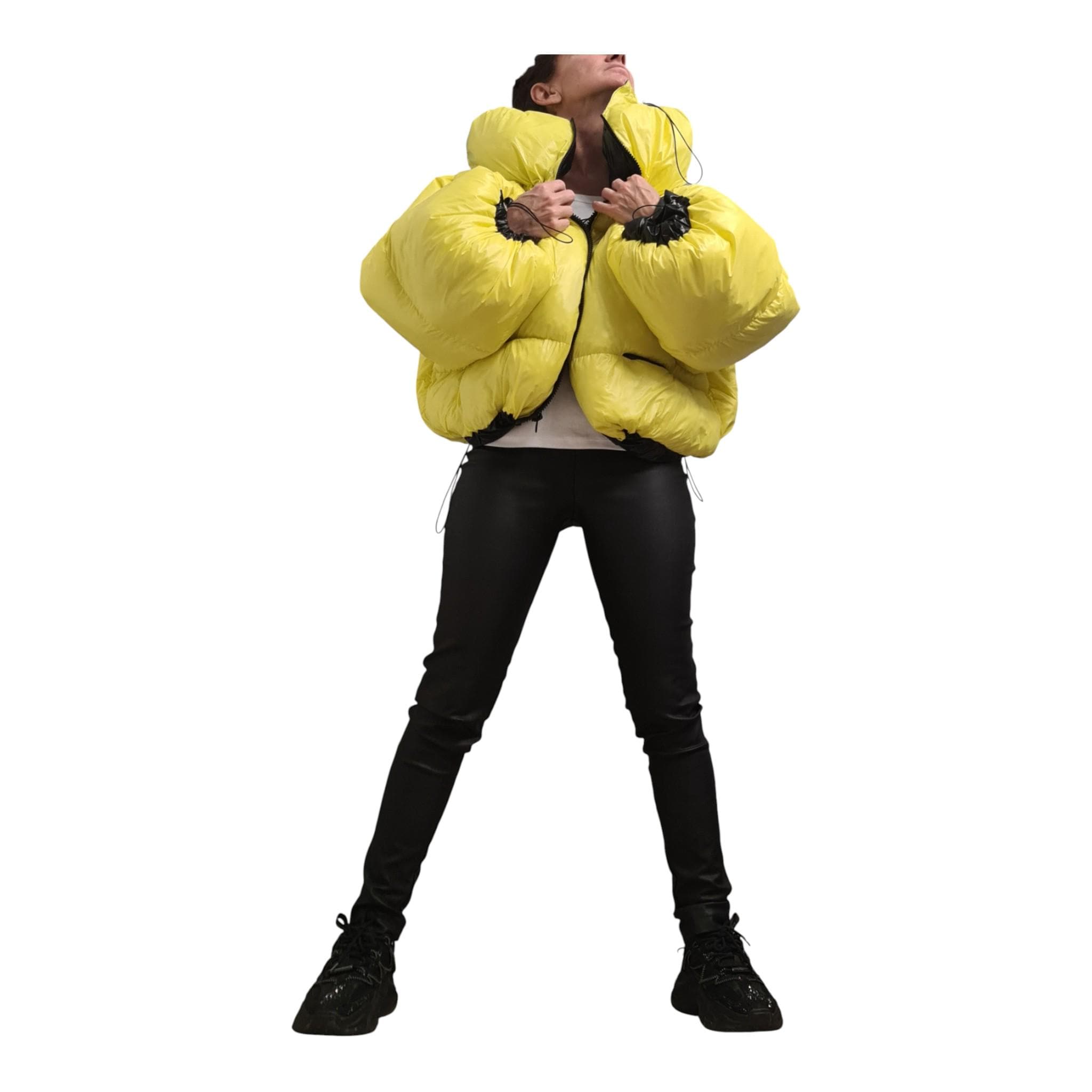 Extravagant Reversible Puffer Jacket | Avant Garde Handmade Coat | Silicone Fiber Fill | Zipper & Pockets | Warm Winter Jacket EU