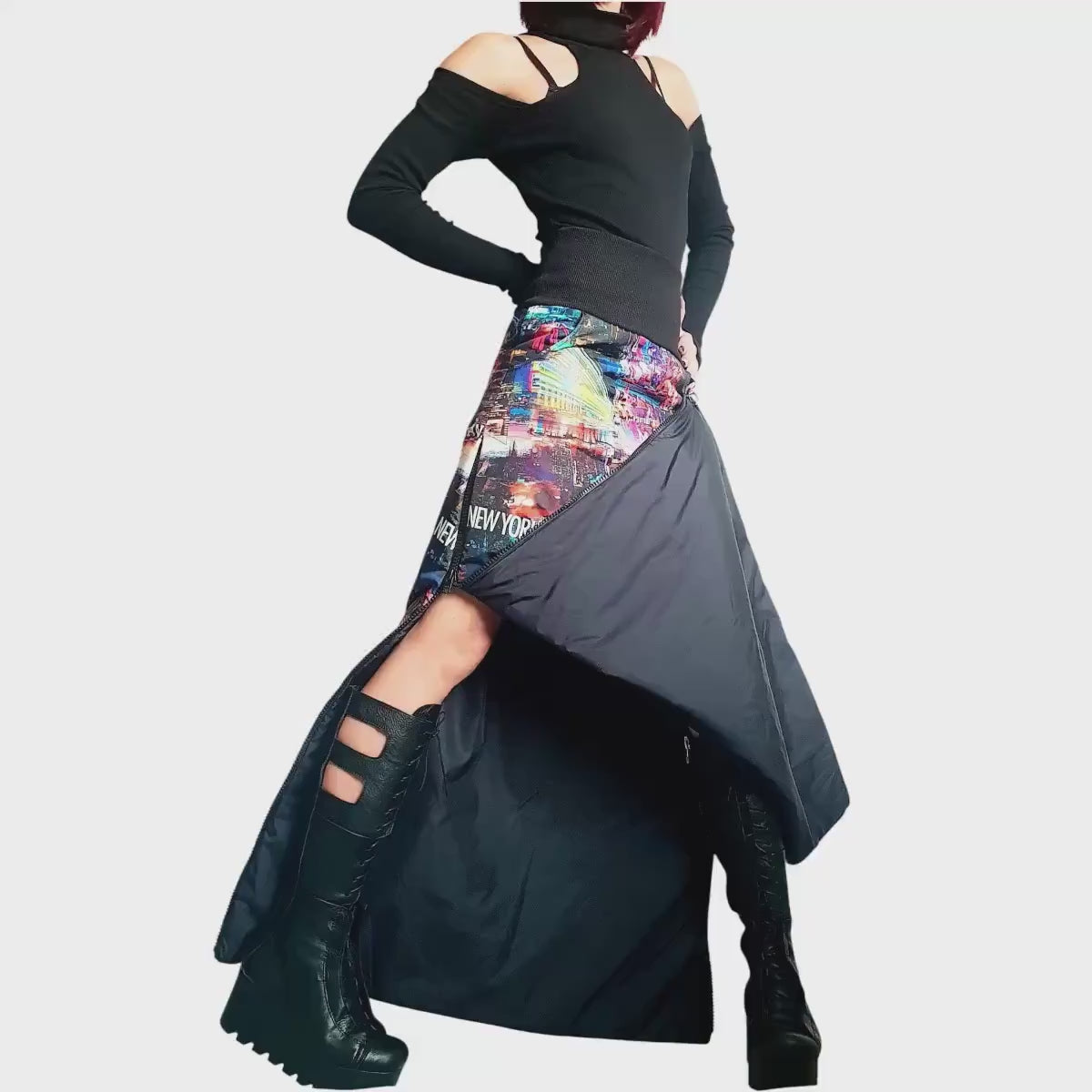 Extravagant Winter Skirt, Long Short Skirt, Asymmetric Skirt, Wadding Skirt, A Line Skirt, Cocktail Skirt, Gothic Skirt, Circle Skirt