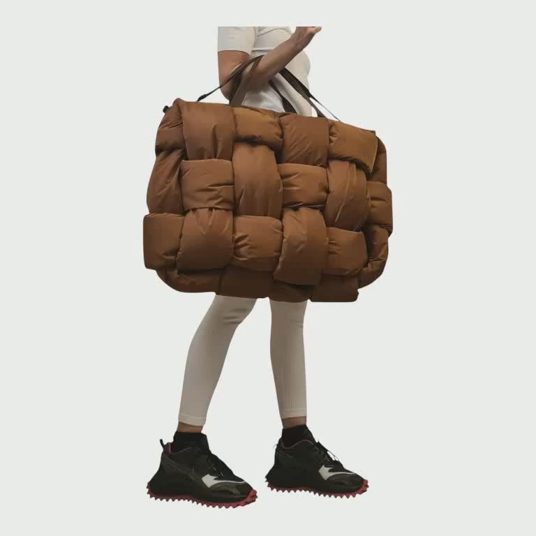 Avant Garde Brown Puffer Bag, Oversized Quilted Tote, Extravagant Bag