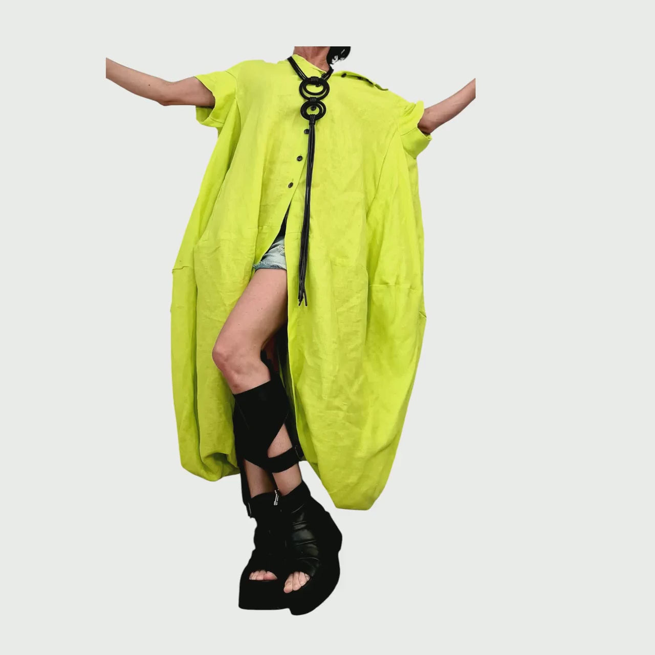 Purple Oversized Linen Tunic | Loose Voluminous Silhouette | fashion for women