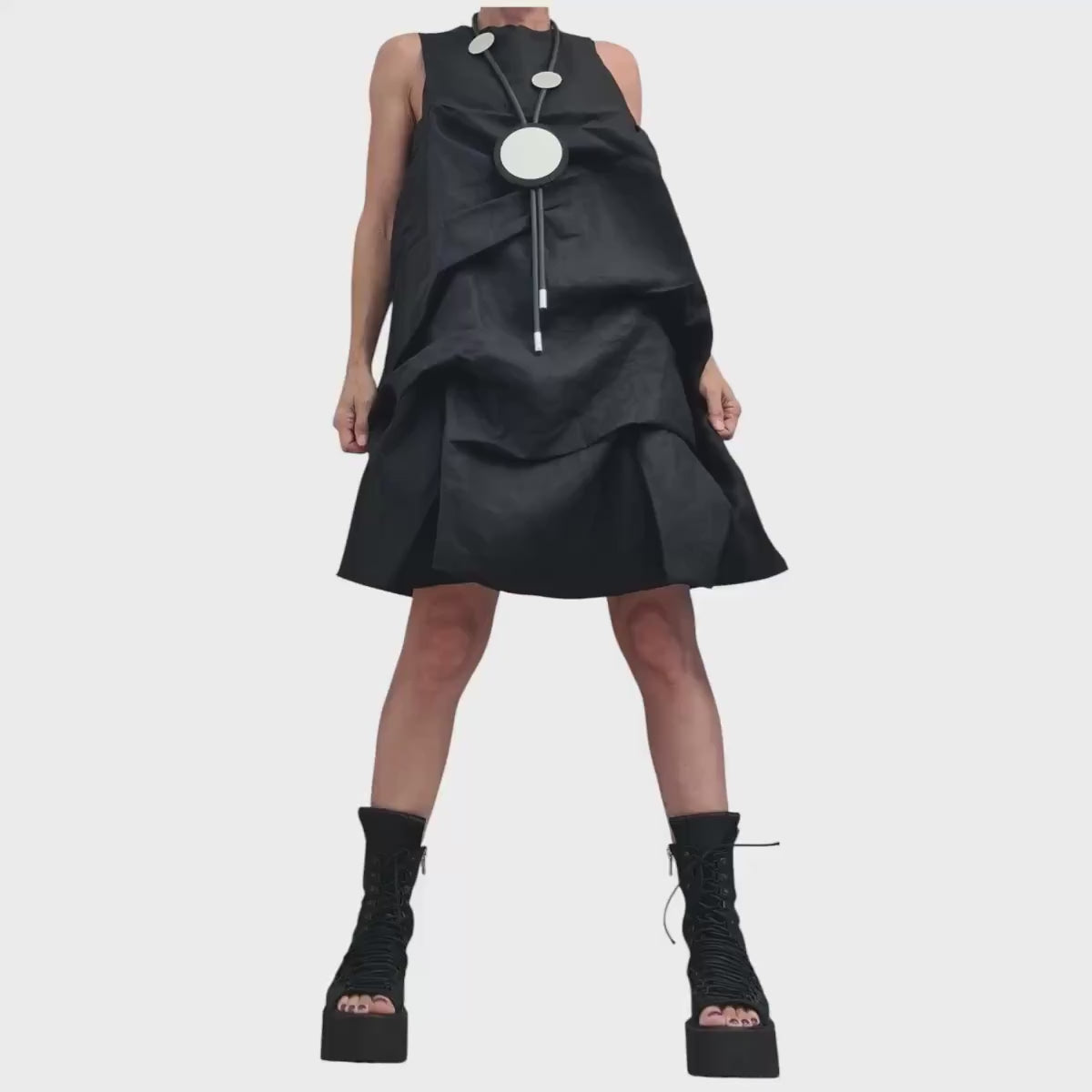 Black Linen Dress for Women, Gothic Sleeveless Dress, Loose Tunic, Plus Size Asymmetric Clothing