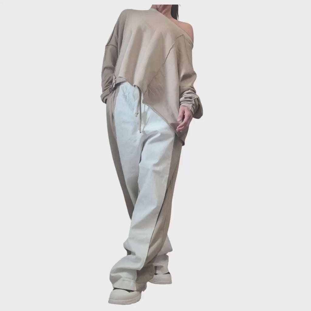 New collection Outwear Women Set, Harem Pants, Loose Set, Extravagant Cotton Denim Set, Extravagant Blouse, Asymmetrical Set