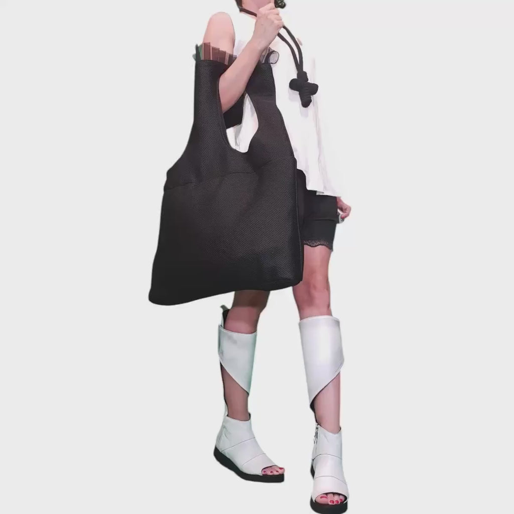 Extravagant  black backpack bag, Casual Rucksack,Everyday Shoulder Bag, Oversize Bag, Handmade Bag Backpack, Modern Bag, Avantgarde Backpack