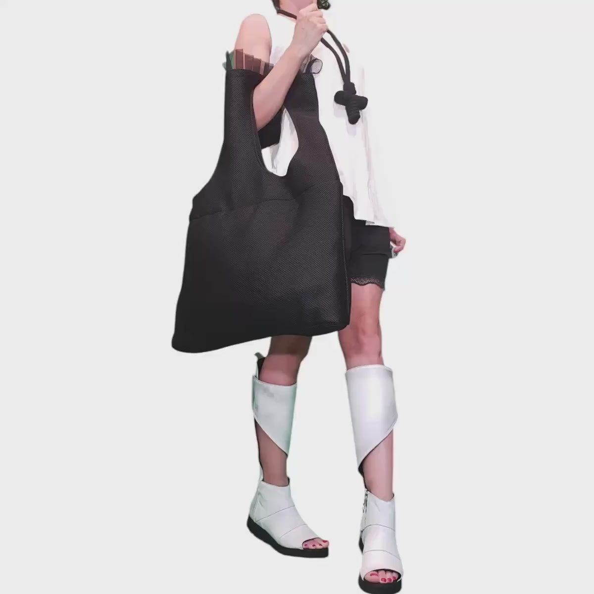 Extravagant  black backpack bag, Casual Rucksack,Everyday Shoulder Bag, Oversize Bag, Handmade Bag Backpack, Modern Bag, Avantgarde Backpack