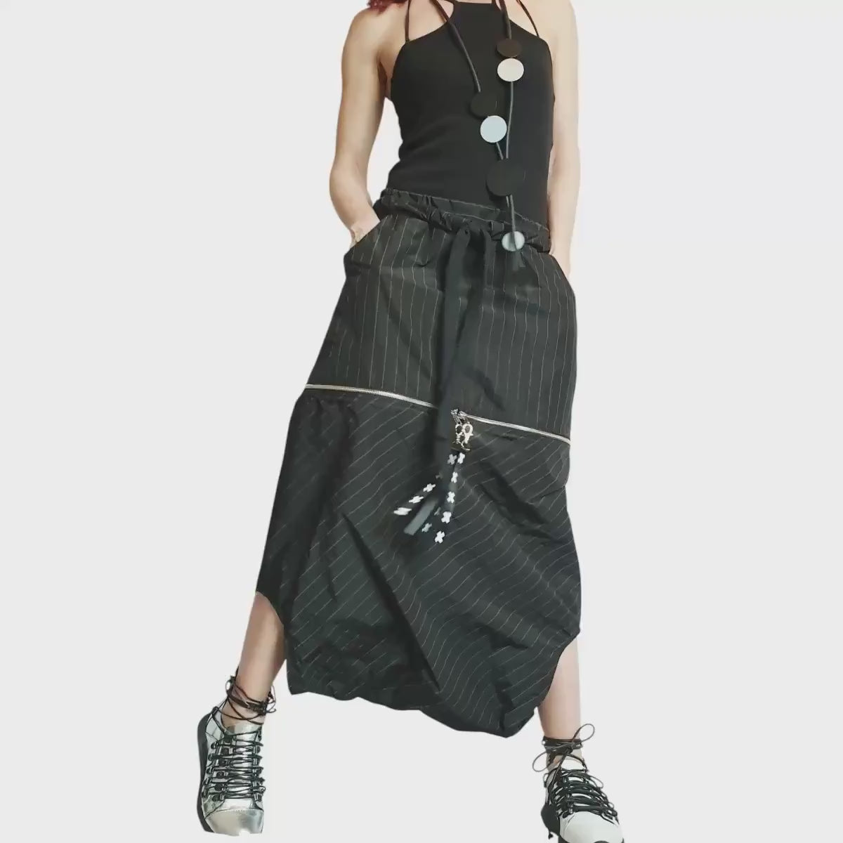 Extravagant Skirt Pants/Asymmetric Skirt Pants/Extravagant Harem Pants/Baggy Pants/Short Black Pants/Casual Harem Trousers