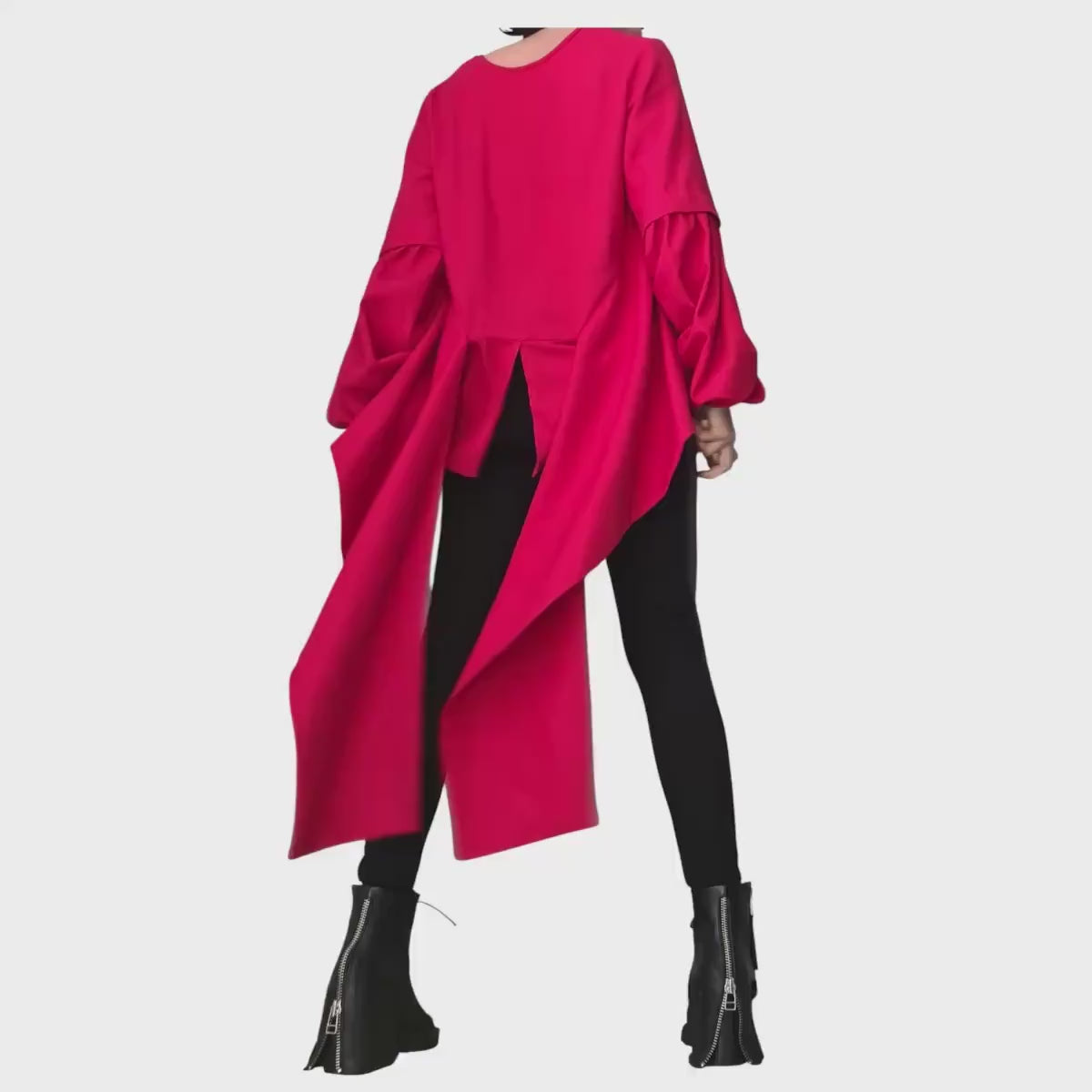 Red Linen Asymmetric Shirt, Oversize Tunic Top, Loose Tunic, Boho Style