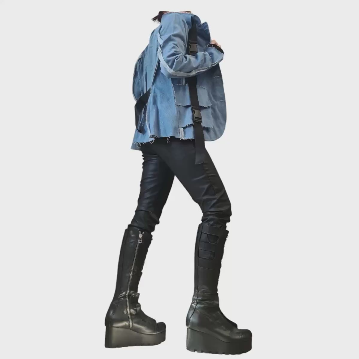 Asymmetrical Denim Blazer, Avant Garde Women Blazer, Extravagant Jacket, Party Jacket