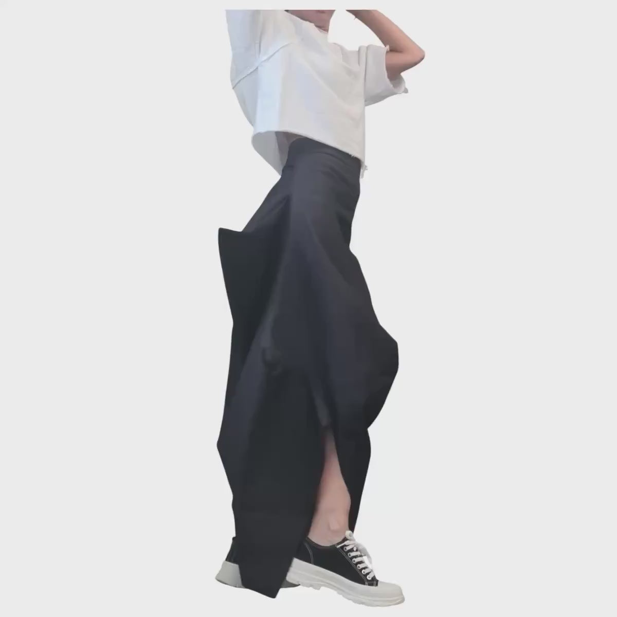 Asymmetric Denim Maxi Skirt, Oversized Avant Garde Clothing, Deconstructed Black Skirt