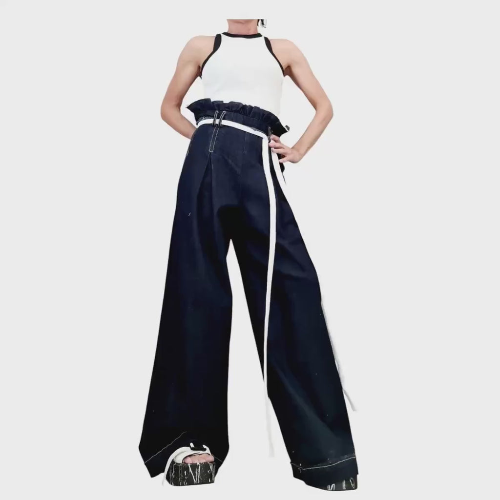 New collection Denim Avant Garde Loose Pants, Harem Pants Women, Extravagant Denim Pants, Casual Pants, Punk Pants, Loose Pants