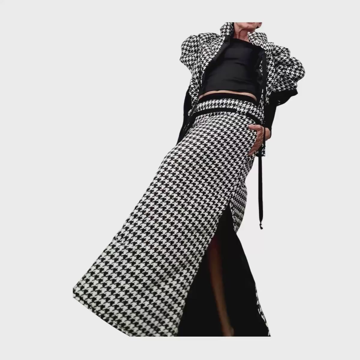 Extravagant Winter Skirt, Fashion in the mountains, Black&White, Long Winter Skirt, New collection 2025