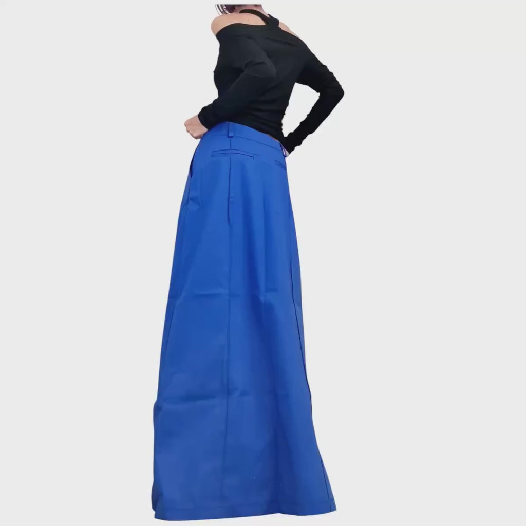Long Sexy Skirt, Blue Extravagant Skirt, A Line Skirt, Long Slit Skirt, Gothic Skirt, Asymmetric Skirt, DRESSSHOESCODE