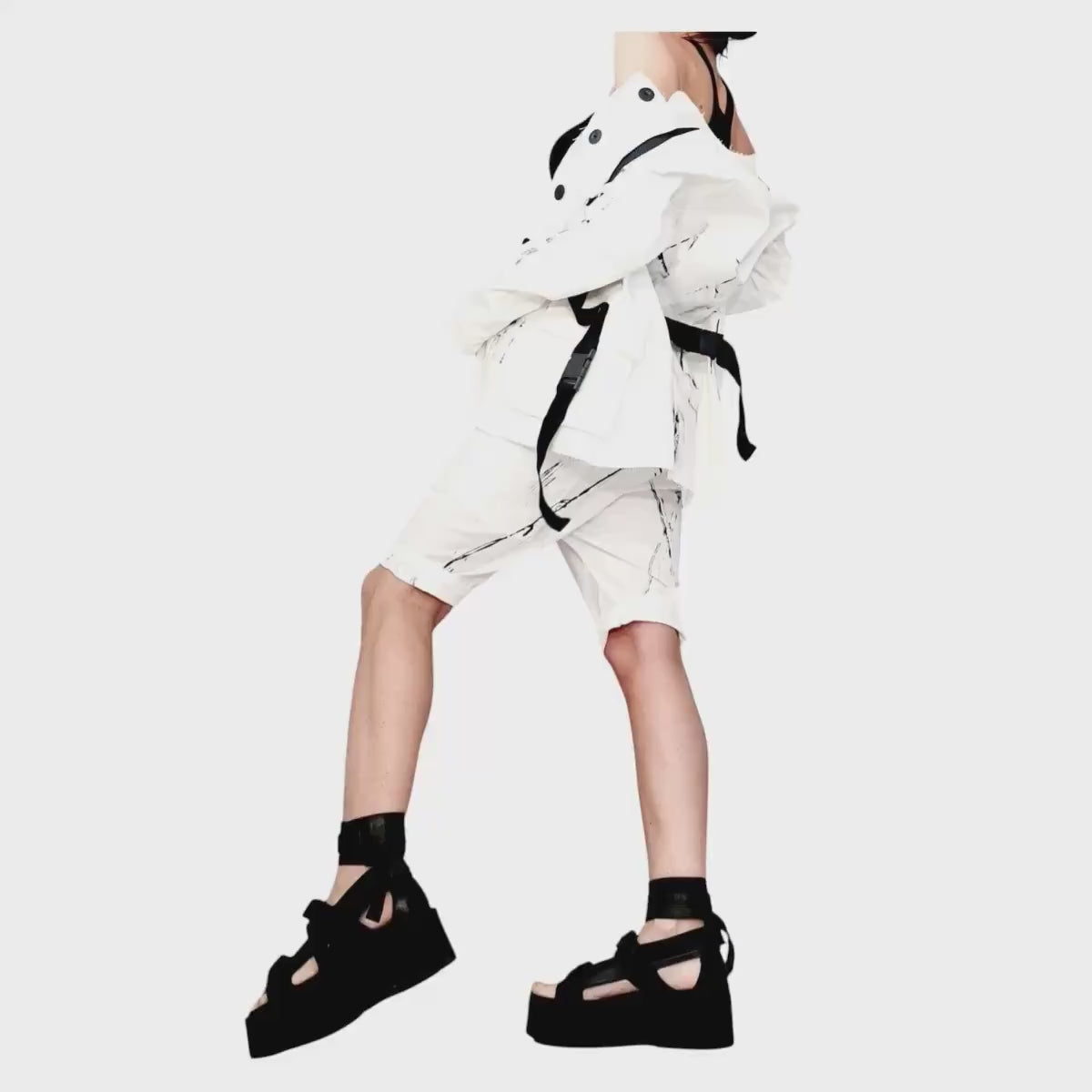 Asymmetrical White Denim Blazer, Avant Garde Blazer, Extravagant Jacket for Women