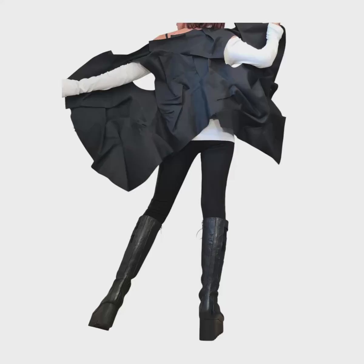 Extravagant Black Denim Vest, Gothic Asymmetric Sleeveless Vest, Designer Avant Garde Jacket